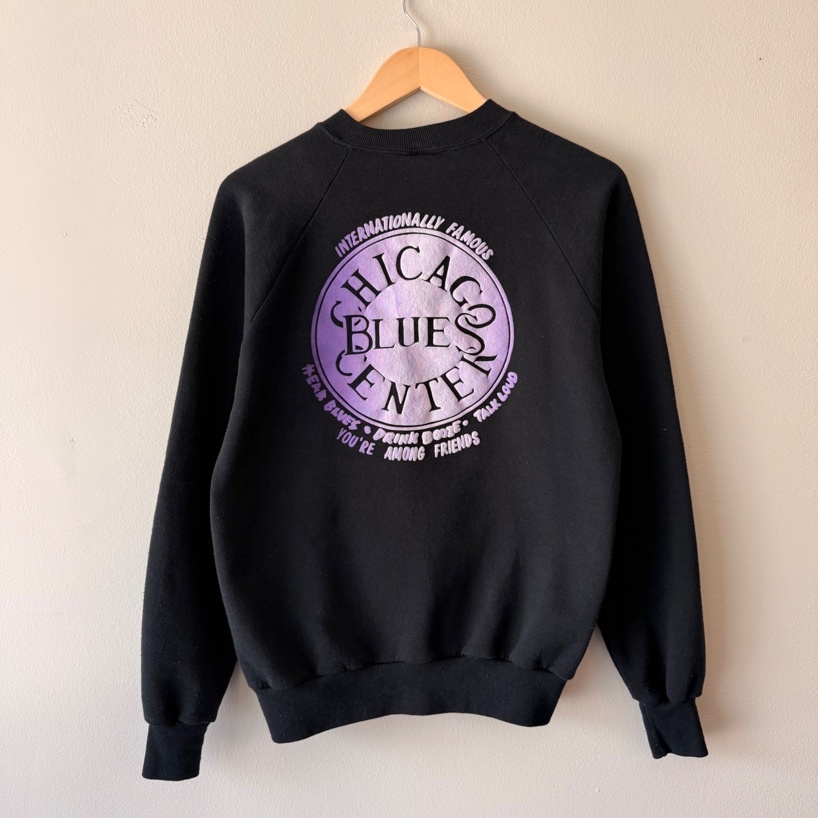 Vintage 1990 Kingston Mines Chicago Blues Graphic Long Sleeve Crew Neck