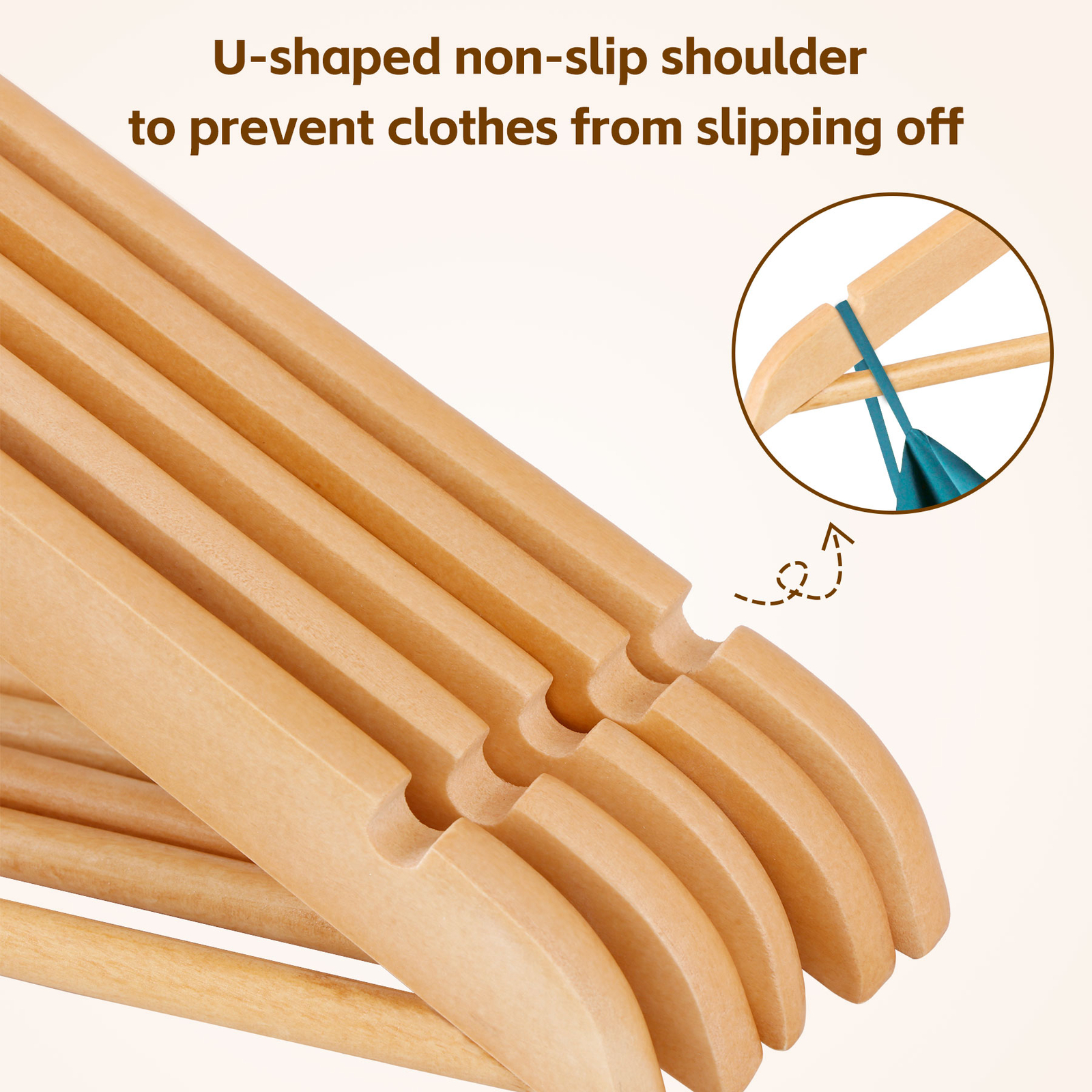 Premium Wooden Hangers 50 Pack Durable Slim Coat Hanger with 360° Rotatable Hook