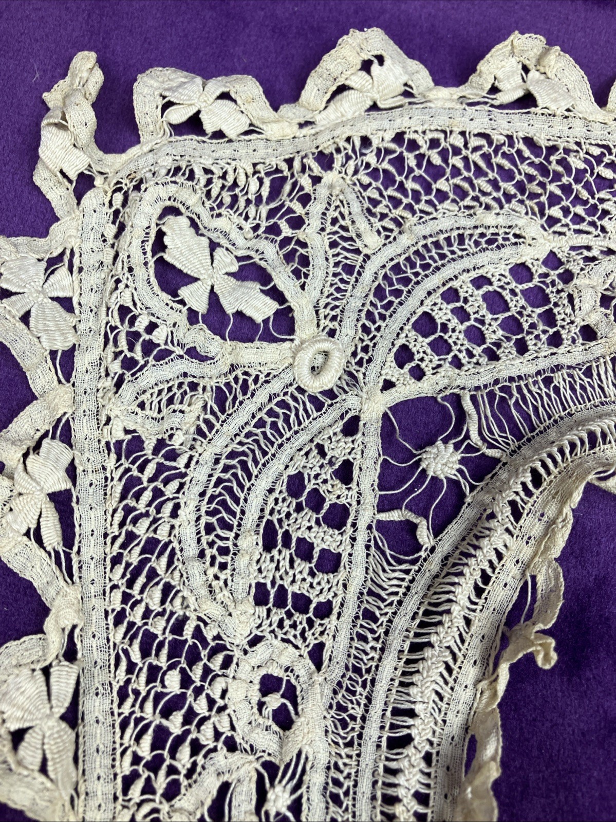 Antique Victorian Edwardian Handmade Lace Collar Needs Bobbin Fine