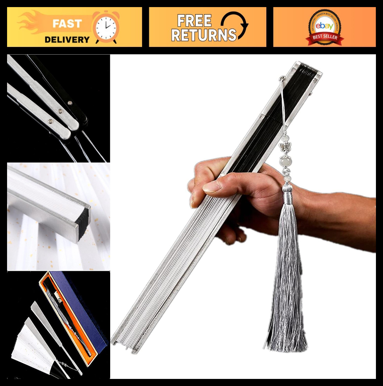 Aluminum Alloy Folding Kung Fu Fan – Bamboo Core, Lightweight Martial Arts Gift
