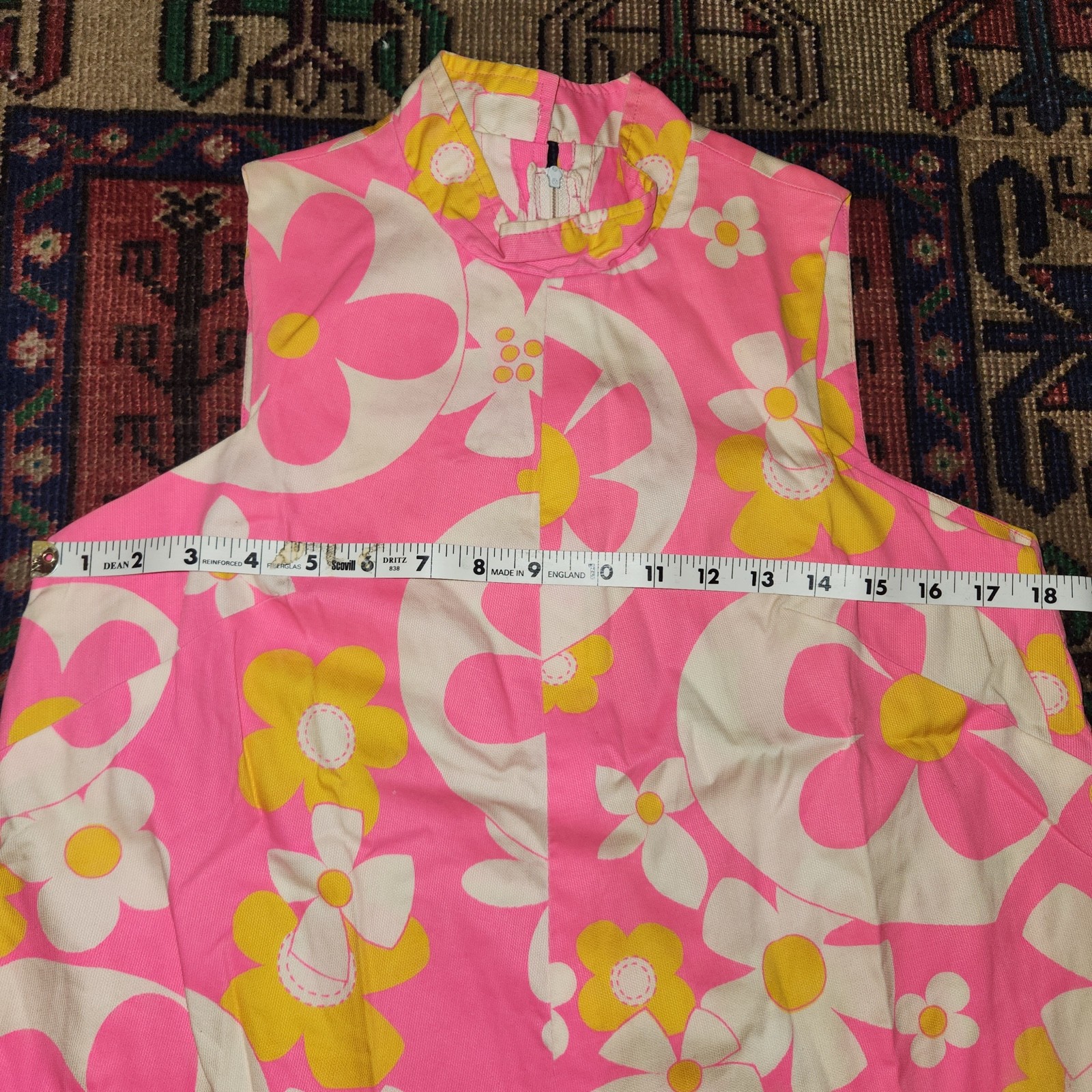 VINTAGE HALE HAWAII GOGO DRESS Aloha Hawaiian MOD PINK FLORAL SLEEVELESS 60s POP