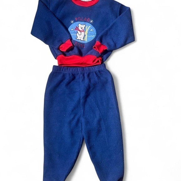 Vintage 90s Basic Editions Sweatsuit Polar Zone Navy Blue Size 24 Month USA VTG