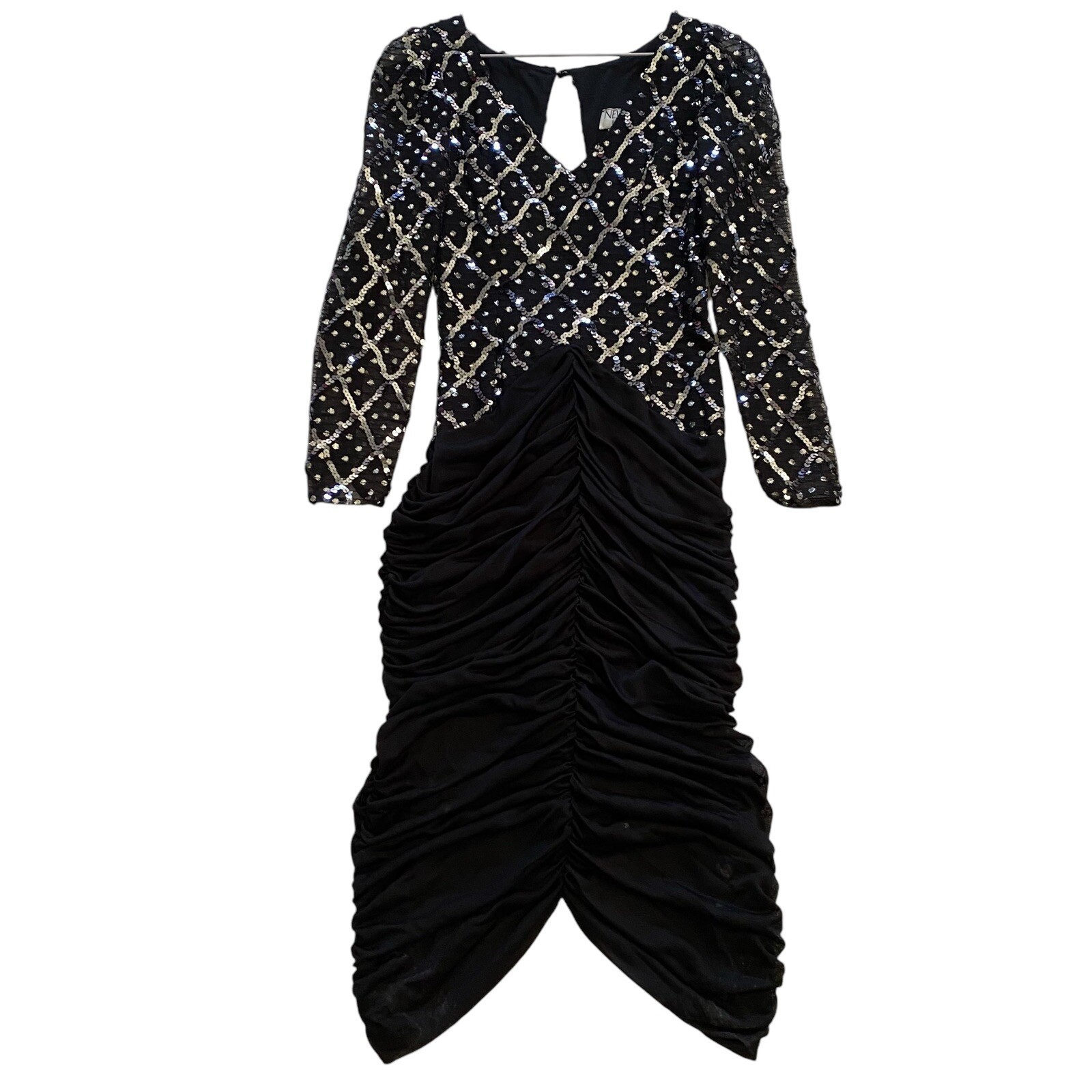 NWT $160 Vintage 80s New Leaf by Samir Cocktail Sequins Disco Dress Size 11/12