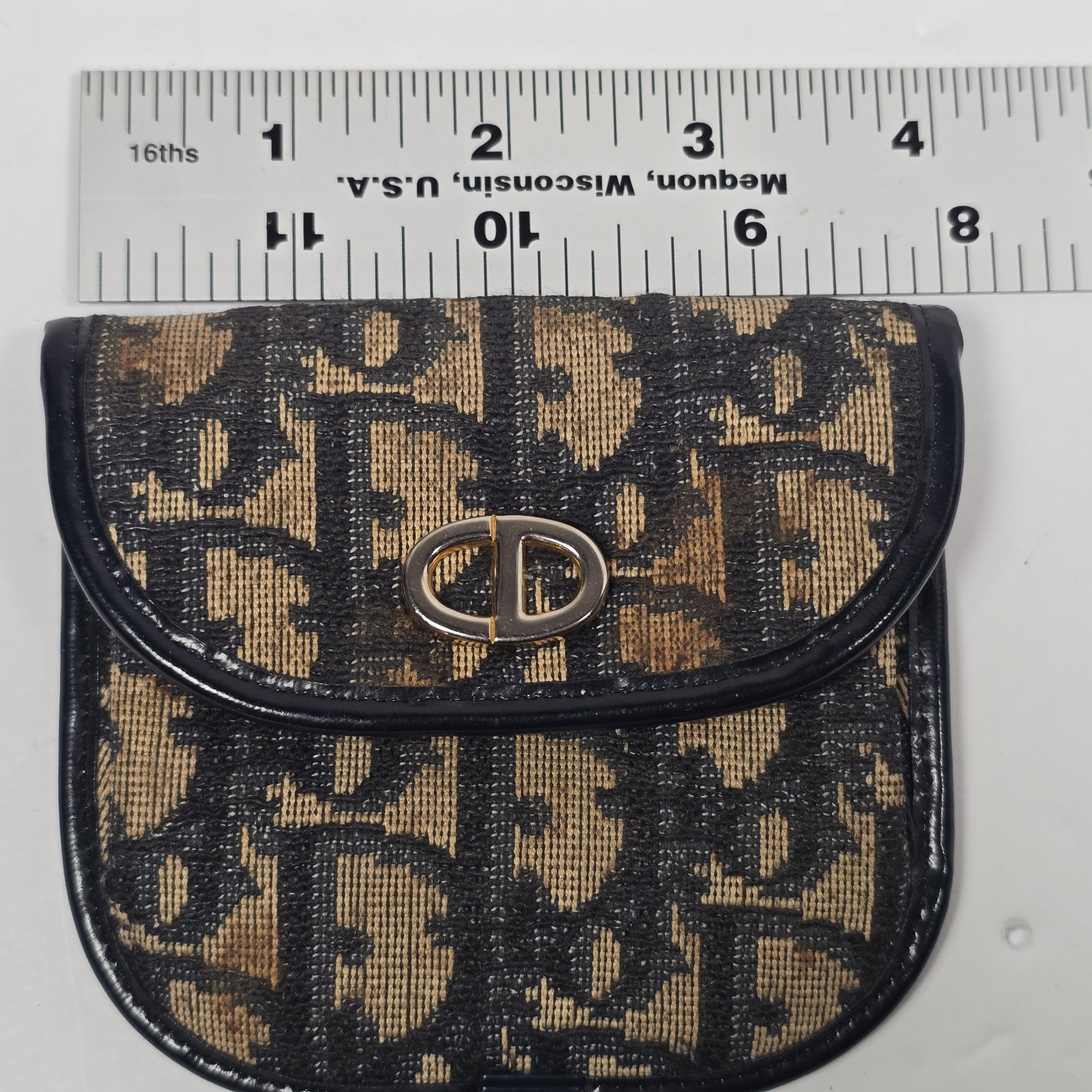 Vintage Dior Monogram Coin Purse CD Logo Jacquard Pouch Snap Closure READ