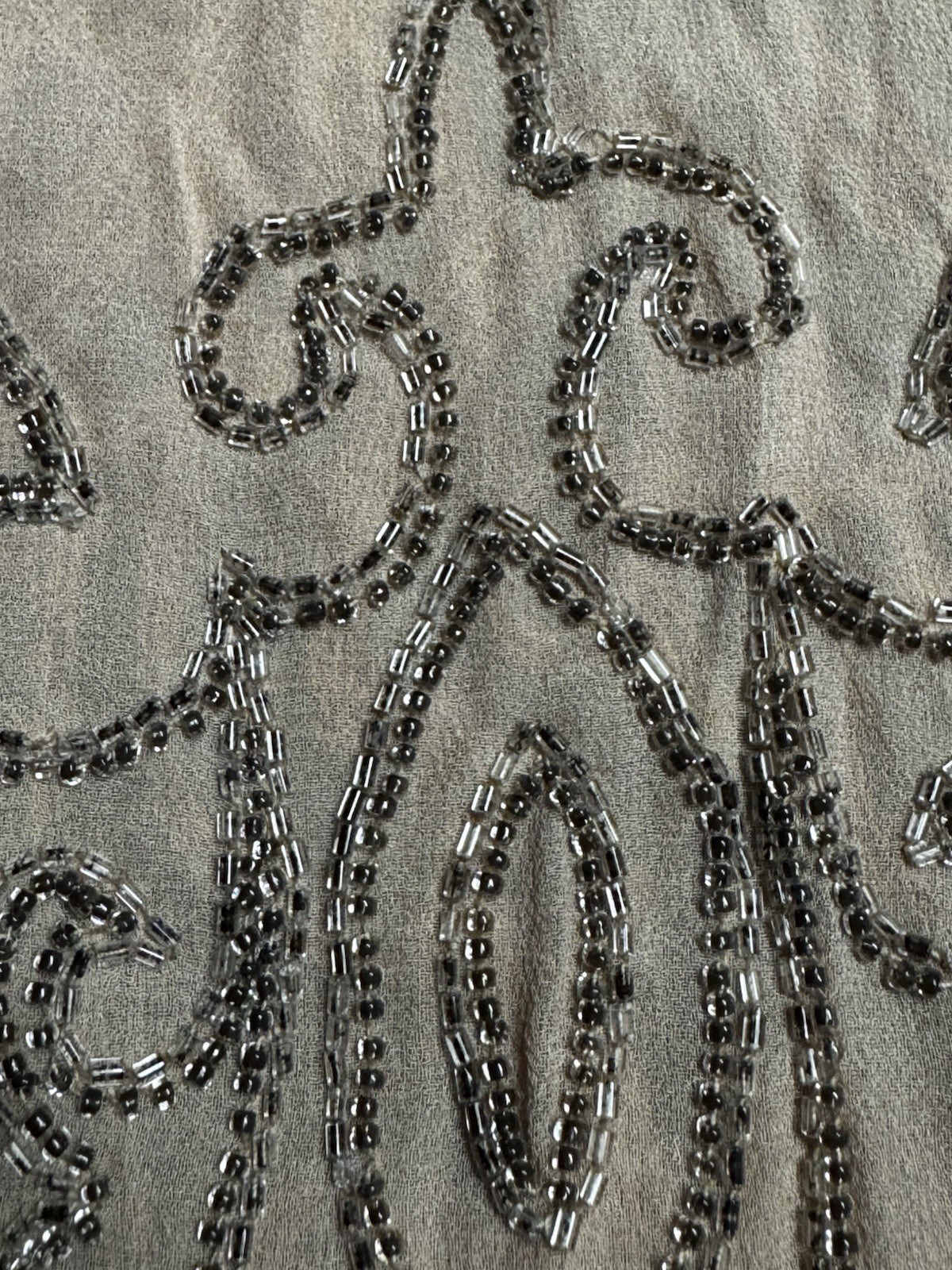 Authentic 1920s Beaded Silk Chiffon Dress – Art Deco With Double Sided Beading