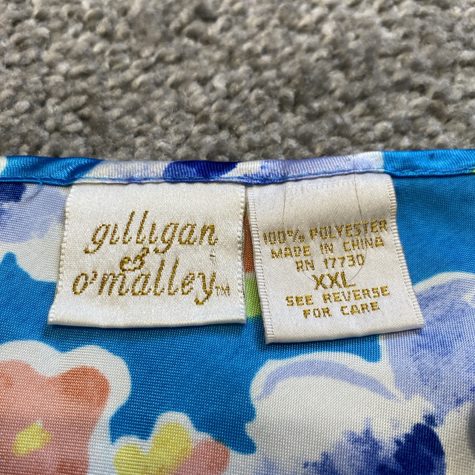 Vtg Gilligan O’Malley Sz XXL Satin Slip Dress Multicolor Floral Bias Opaque Gown