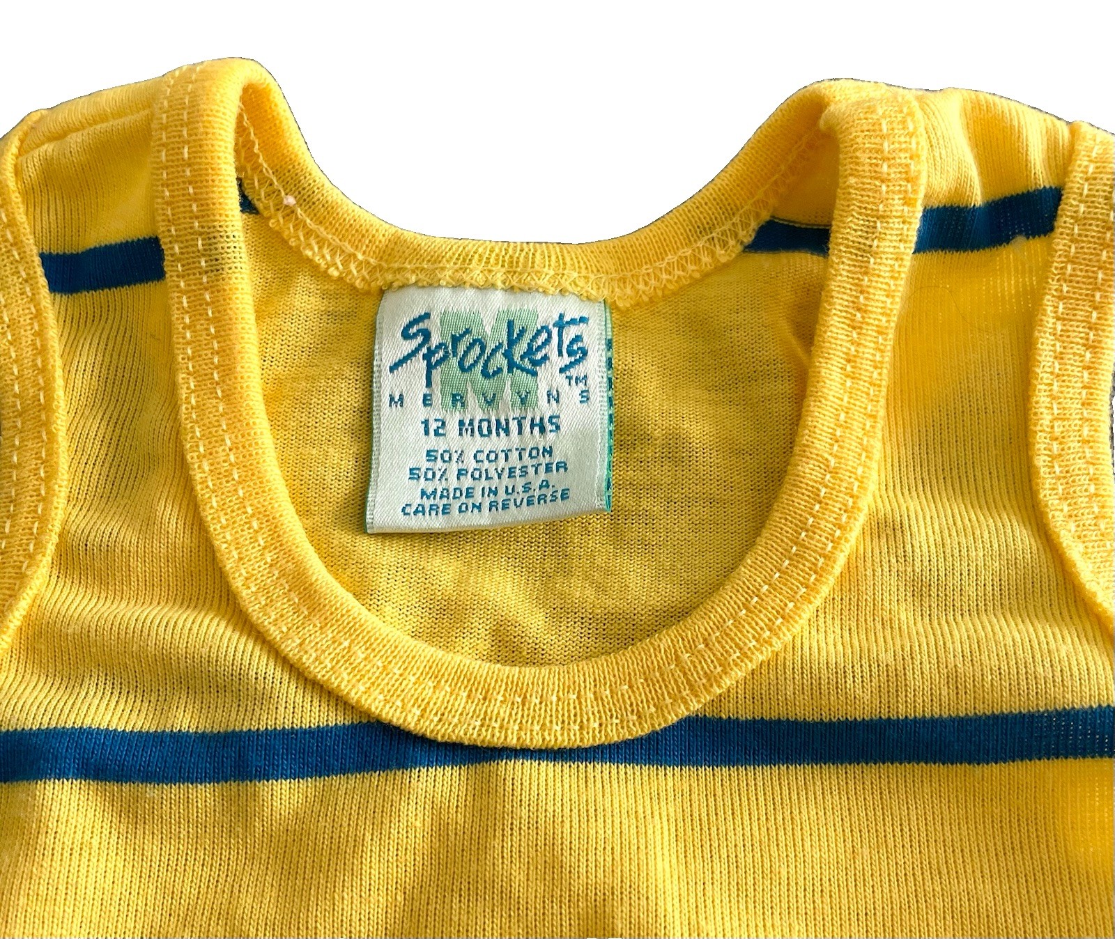 Vintage 80s 90s Sprockets Mervyns Striped Tank Top Shirt 50/50 Soft 12M