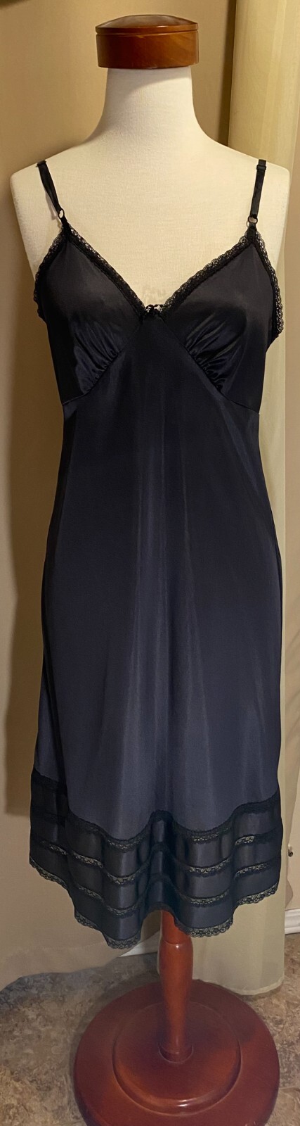 Vintage Sears Black Snip-It Full Slip Sissy Size 38 Retro Pin-Up