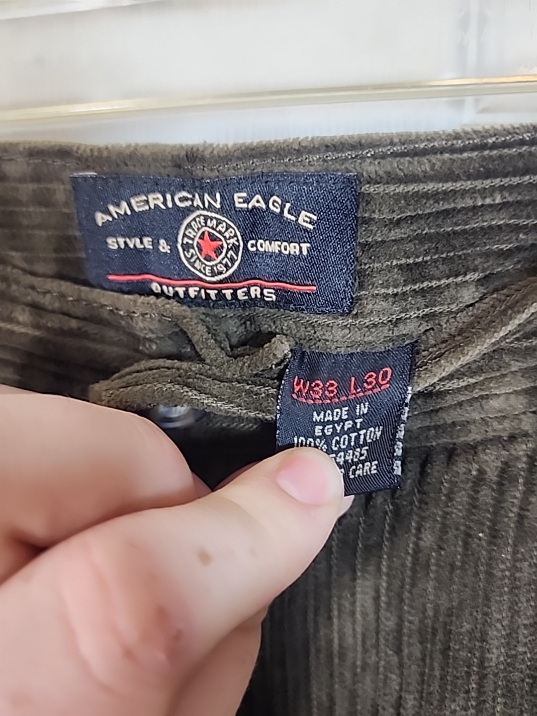 VTG American Eagle Outfitters Mens 33×30 Dark Green Thick Corduroy Pants
