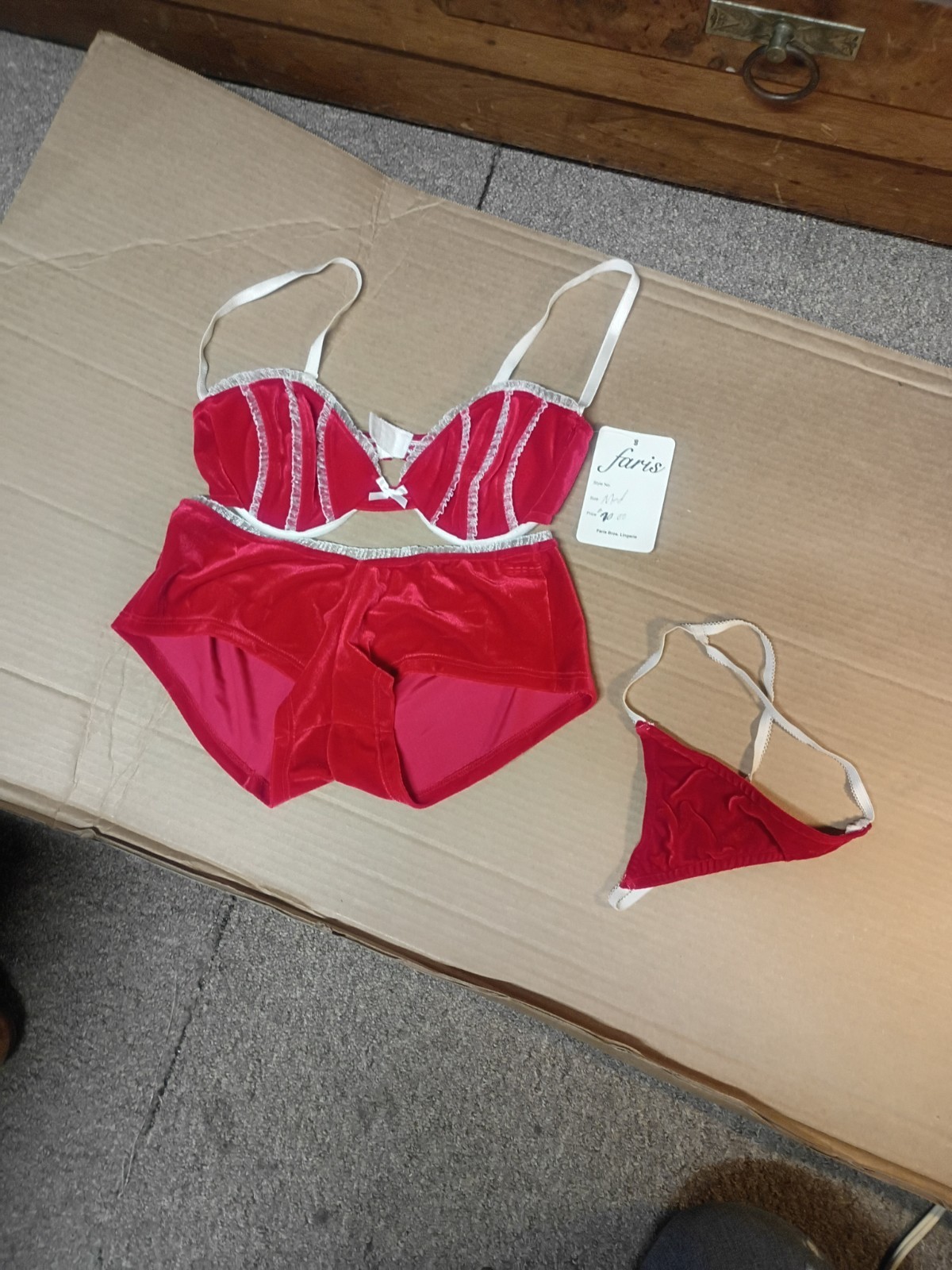 Vintage Designs by Faris “Noel” Red Velvet Lingerie Set – Brand New with Tags