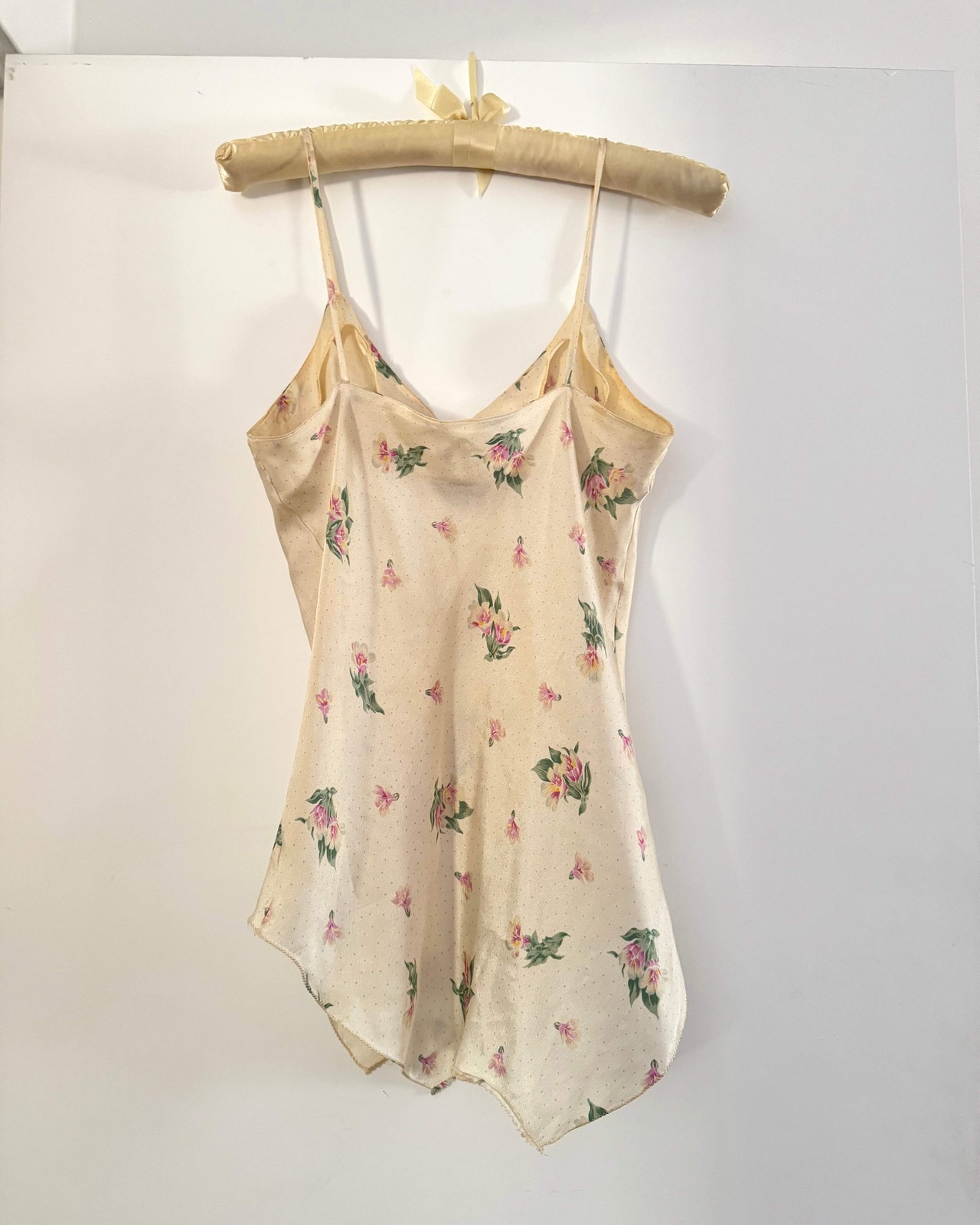 Vintage 70s Joseph Magnin Cream/Yellow Silk Floral Tank Top | Size XS-S
