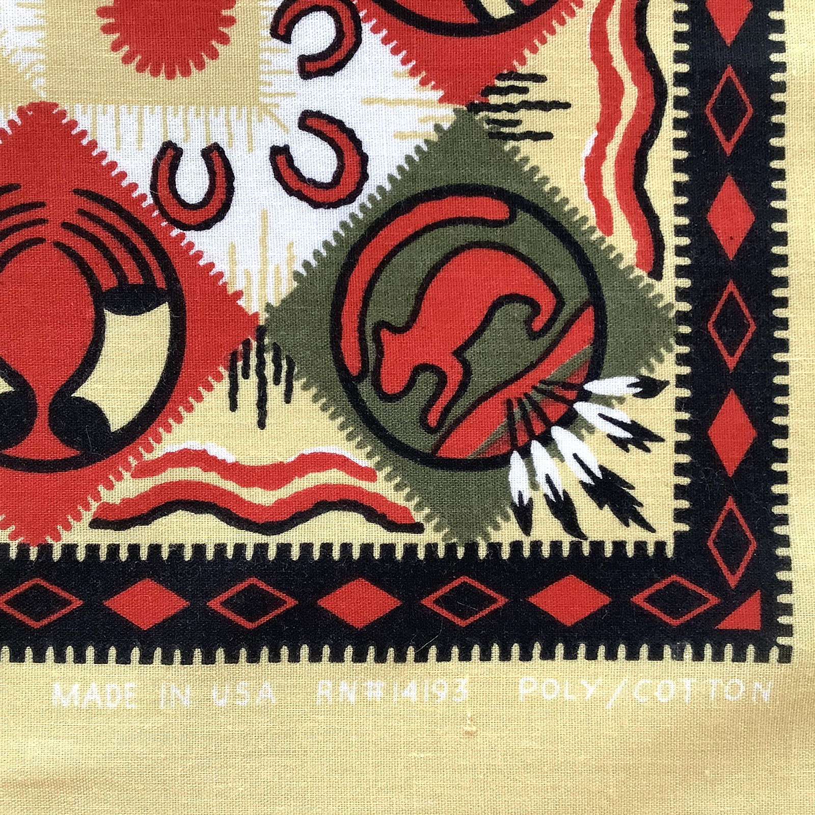 Vtg Bandana Southwest Native American Design Handkerchief 22.5 x 21.5 USA