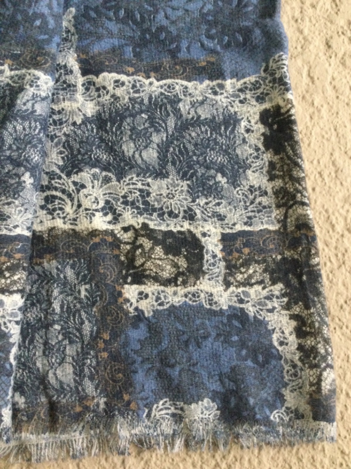 Curations Caravan Gray& white Throw, shawl or scarf 72” X 28” W. Rayon Blend