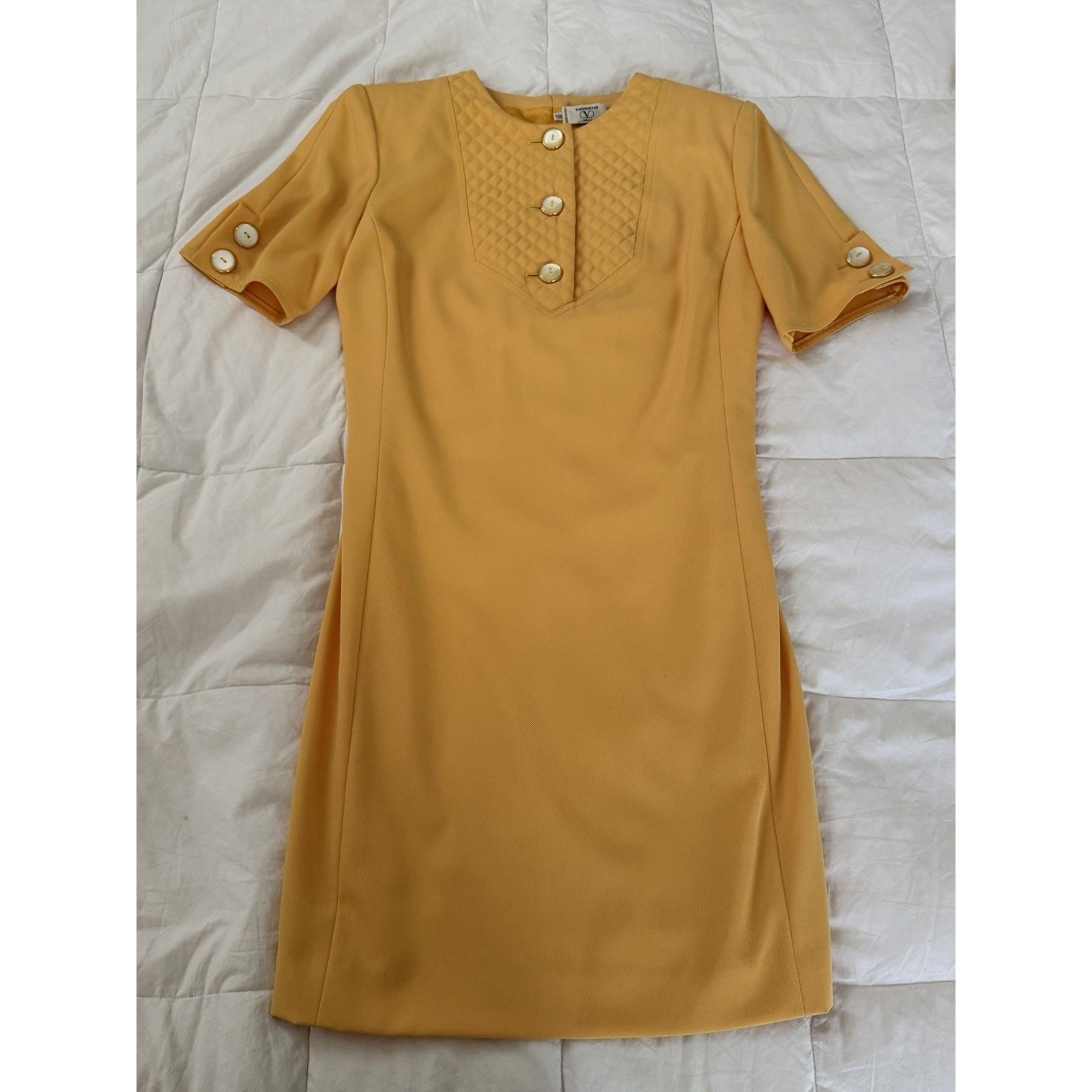 Valentino Orange Shift Dress Vintage 90s Size IT 38 US 4 Miss V Button Up Italy