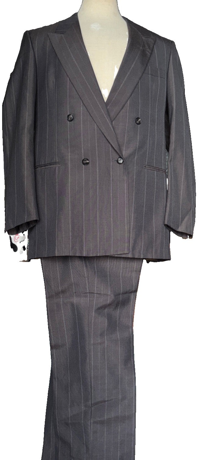 Vintage VARRA Italy Gray Striped Double Breasted Blazer Sport Coat. Size 42