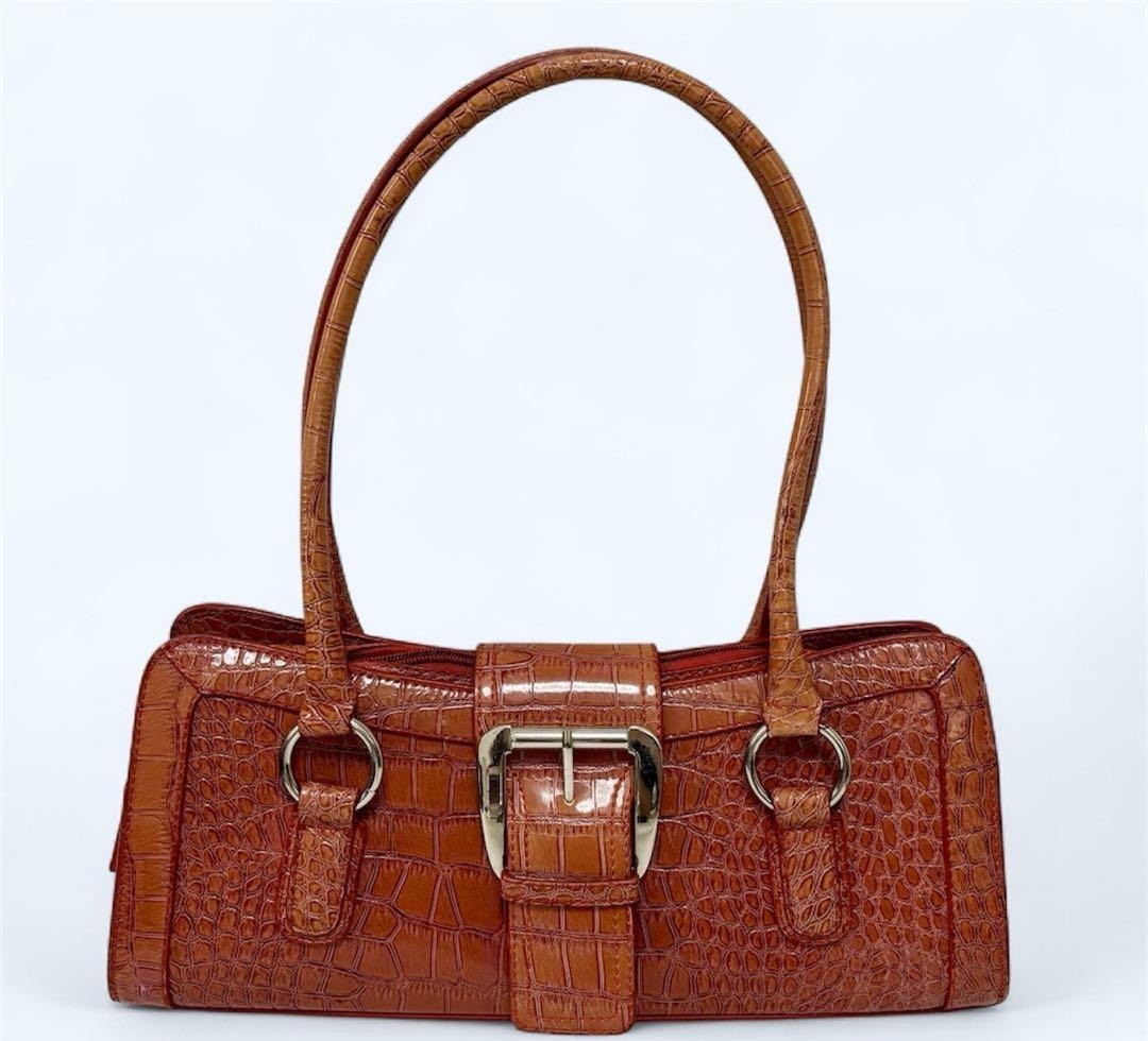 Monte Rosso Shoulder Baguette Bag Leather Brown Silver Hardware USED Good Cond!!