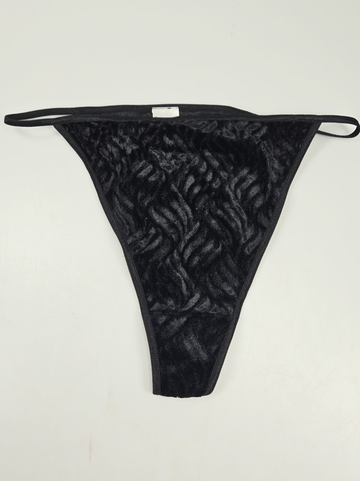 Vintage Velvet Burnout Animal Print Black String Thong Panty Size 8 Ariela