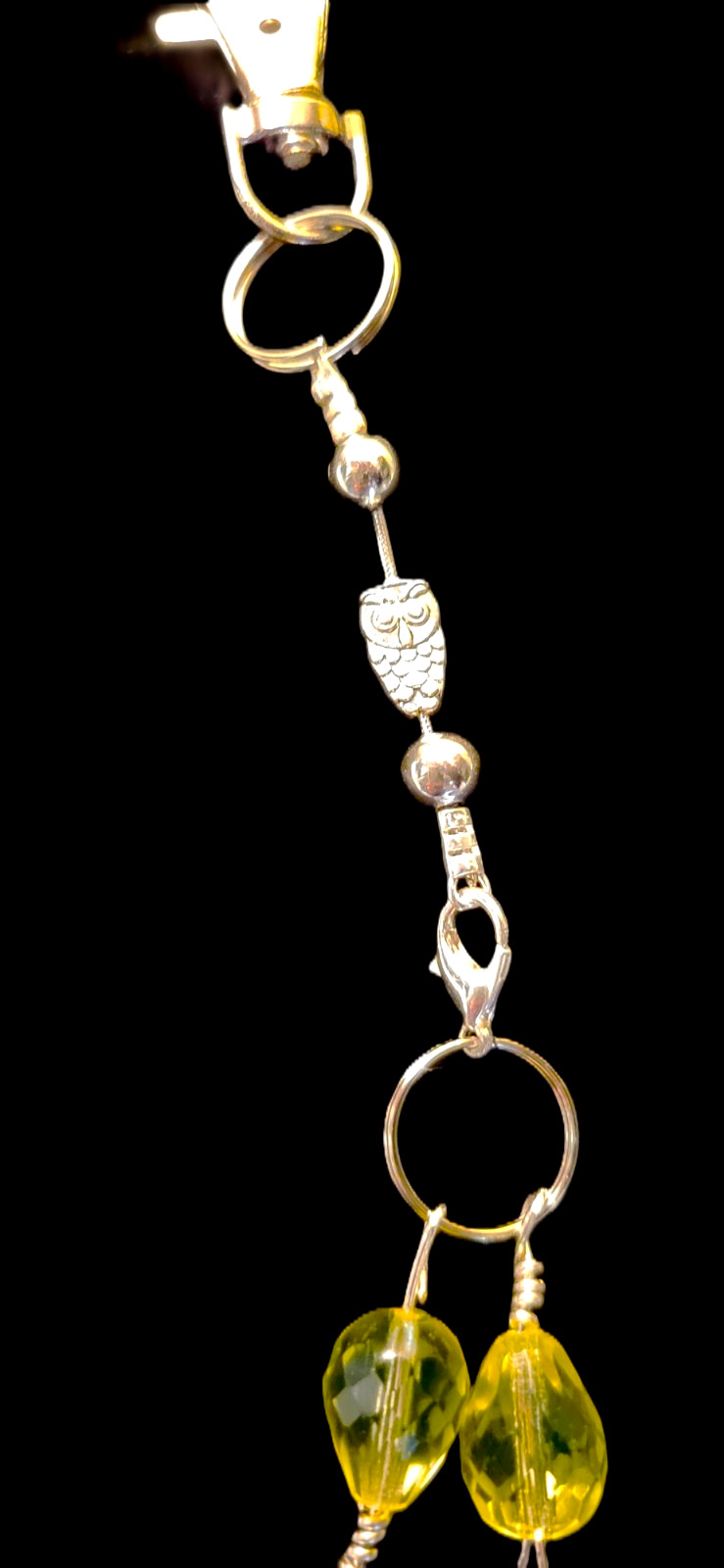 Uranium glass bead toggle purse clip , belt loop dangle