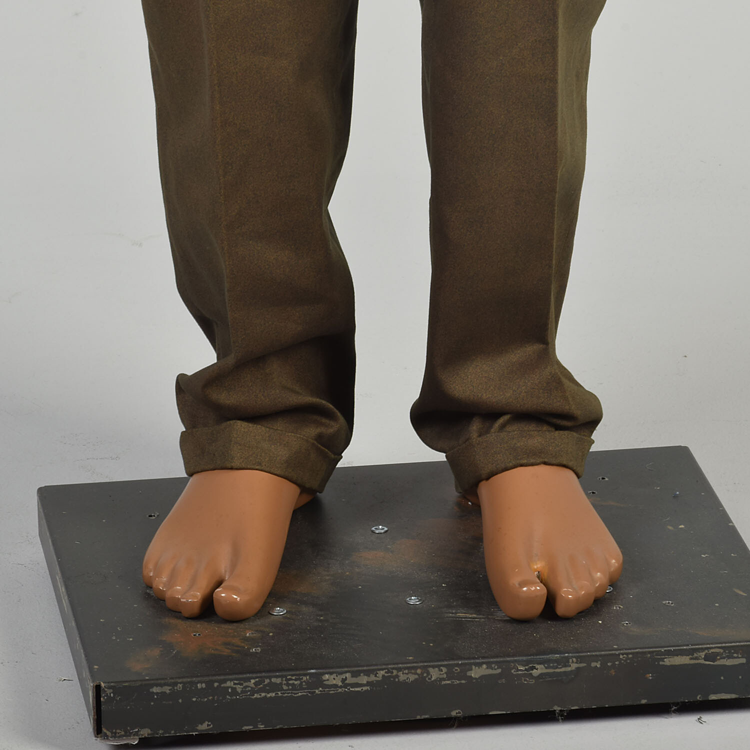 41 x 33.5 1950s Green Pants Cotton Flat Front Work Deadstock Cuffed Trousers