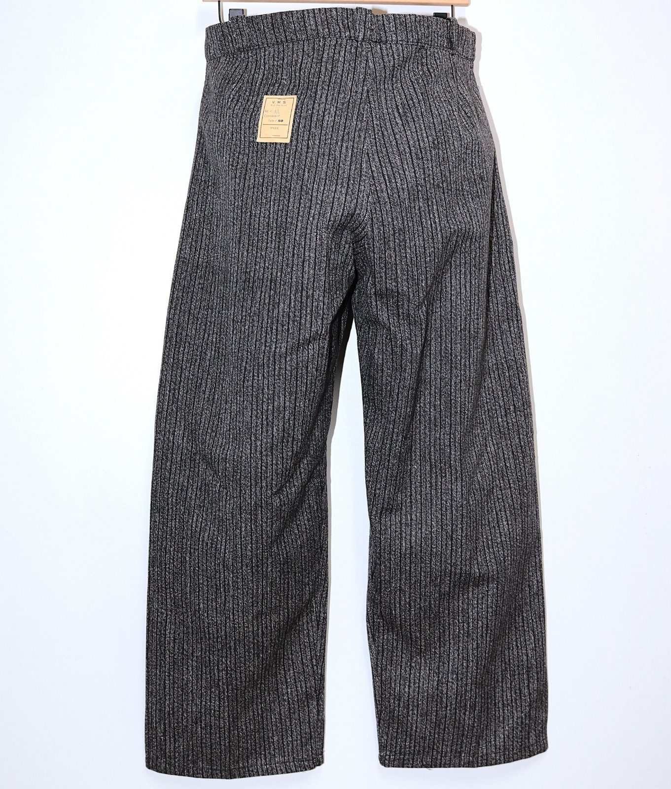 New French 1940s Grey Striped Woven Cotton Work Peasant Pants W37 Made in France