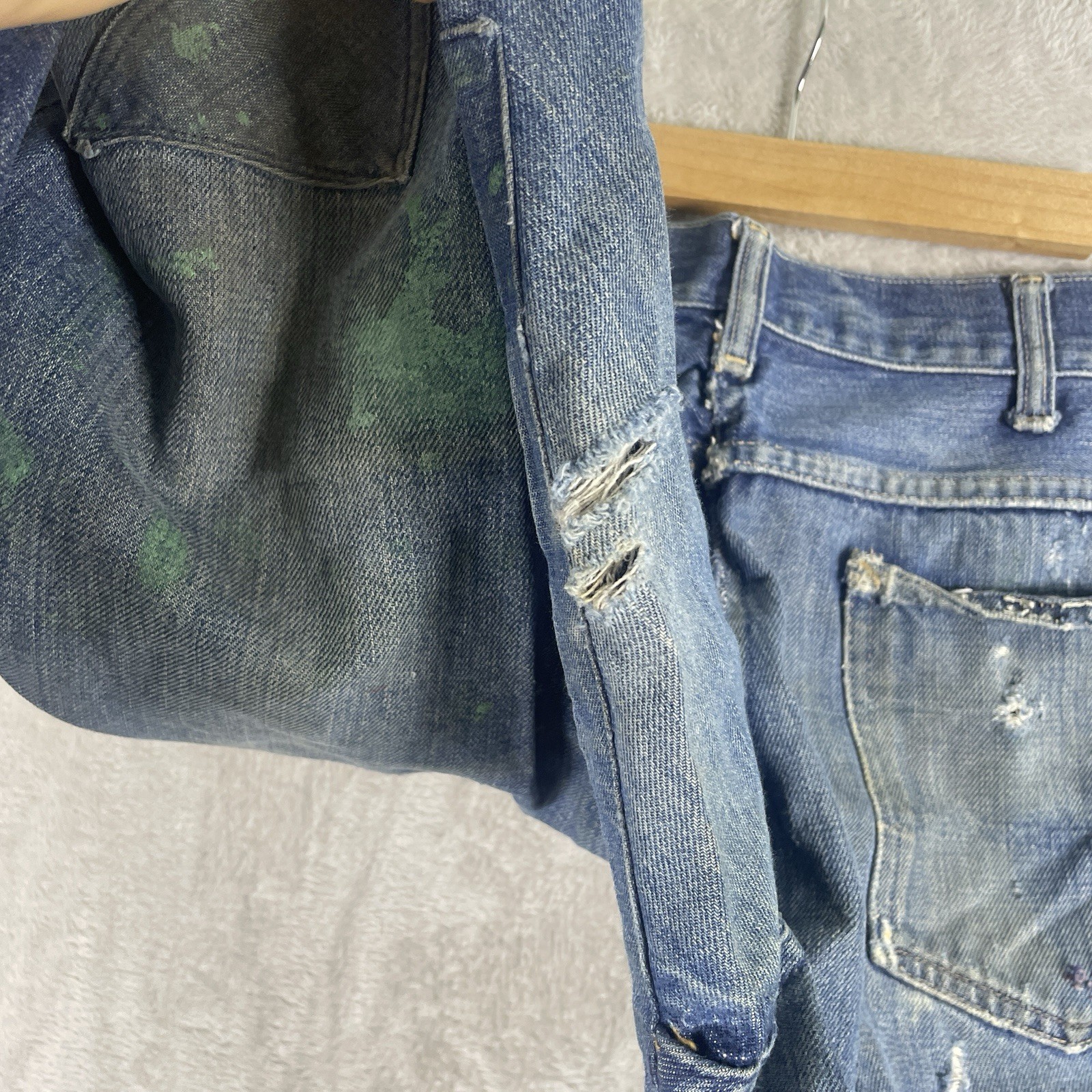 Vintage 50s Penneys Foremost Selvedge Denim Jeans Mens 32×28 Repaired 1950s Hole