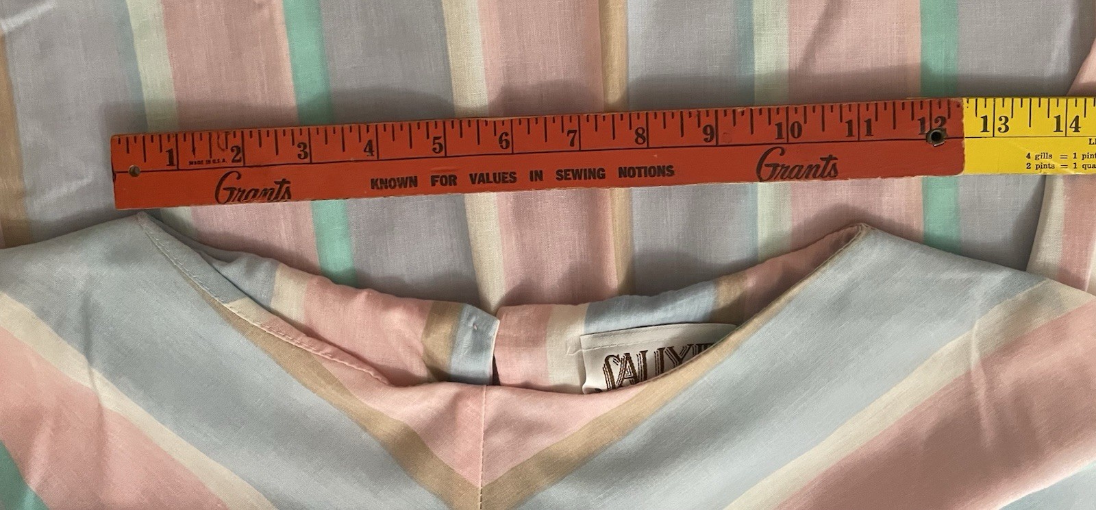 VTG Retro 1980s Pastel Chevron Striped Blouson Midi Cotton Shirt Dress md/lg