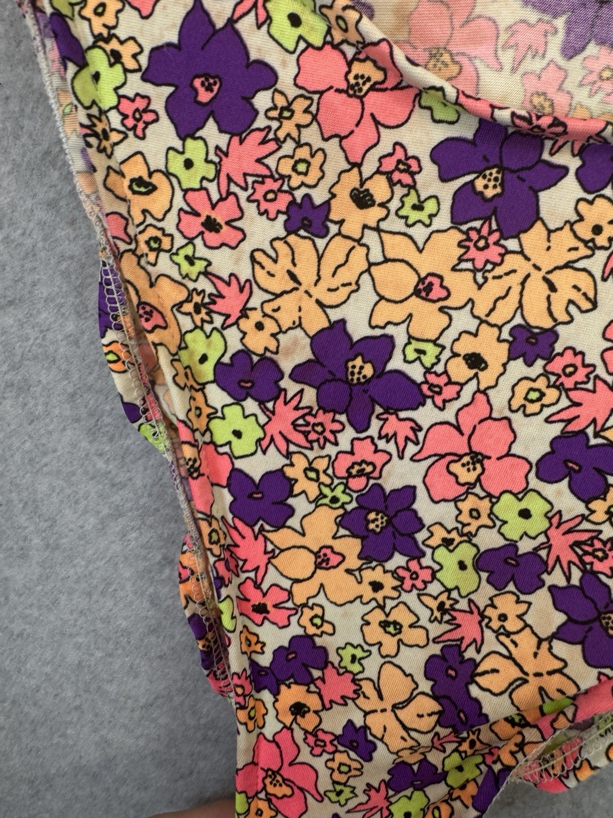 VTG Raisins Floral Bikini Large 9-11 Made In USA 90s Bandeau High Cut Strapless