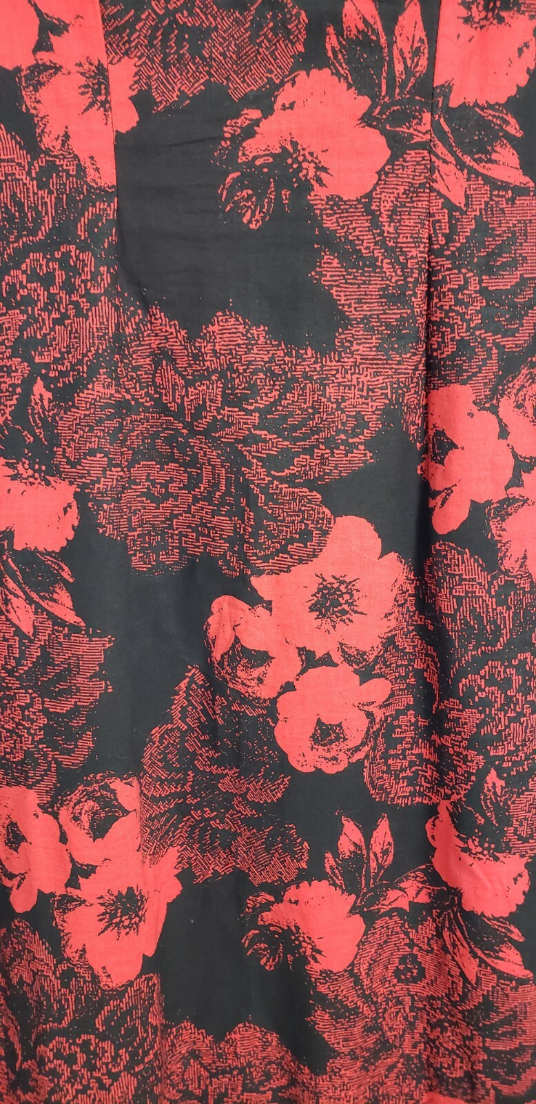 Vintage Women’s Floral Muumuu Mermaid Dress Red/Black Home-Made Unsized READ