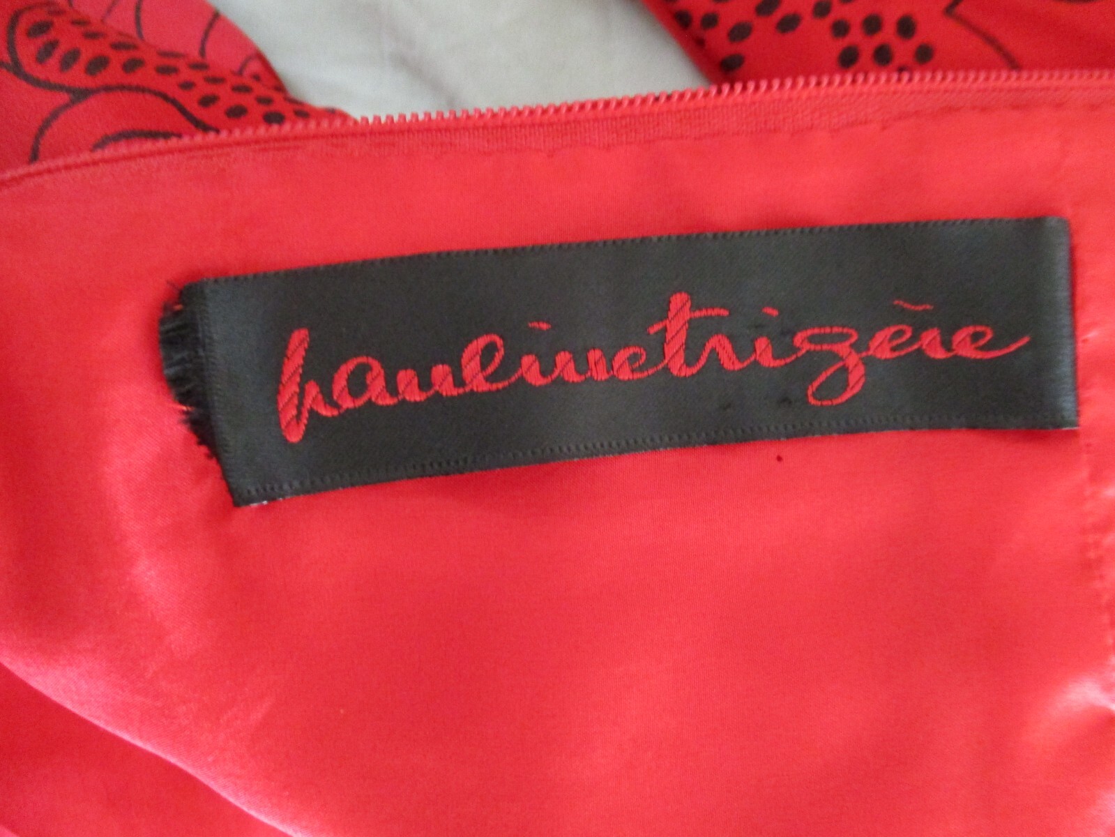 Vintage Pauline Trigere Evening Gown Medium Women Red Satin Flocked Maxi Dress