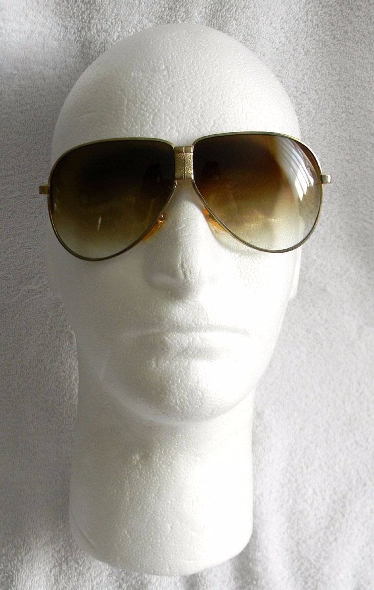 New Vintage Ford Motorcraft Folding Aviator Sunglasses Brown & Gold Leather Case