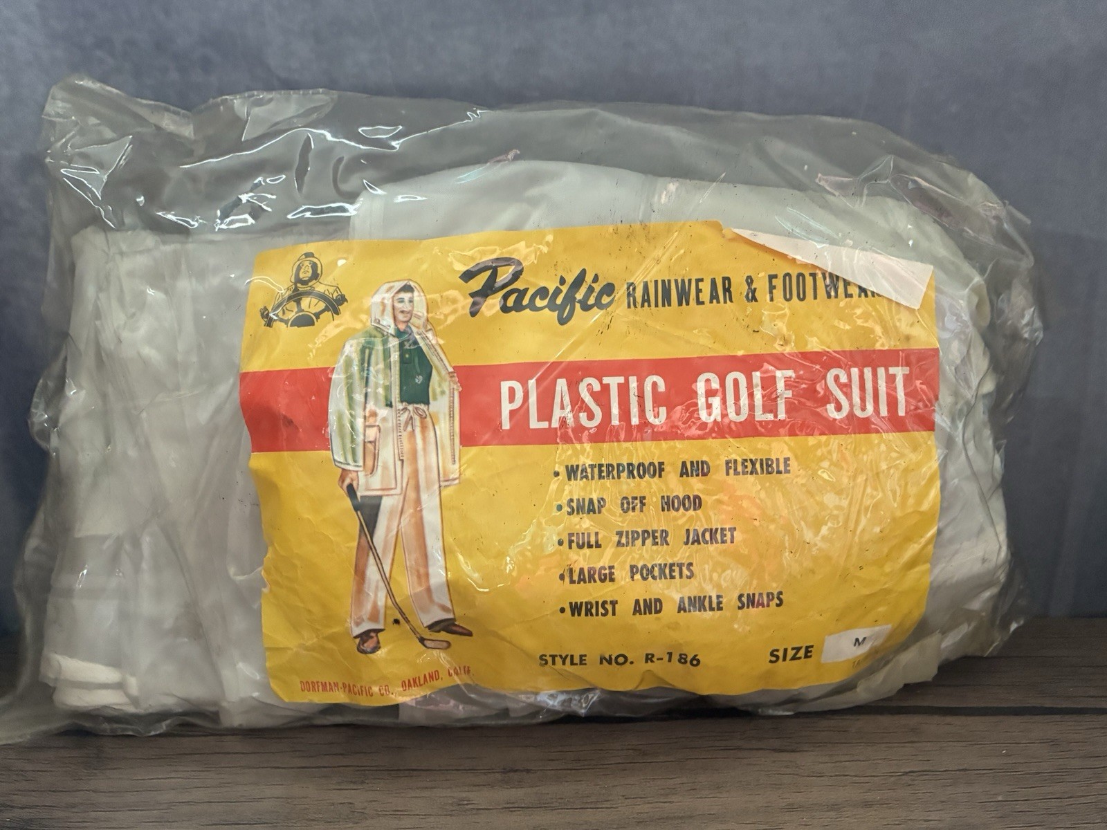 Vintage Dorfman-Pacific Plastic Golf Suit Medium Waterproof Hood Zipper DETAILS