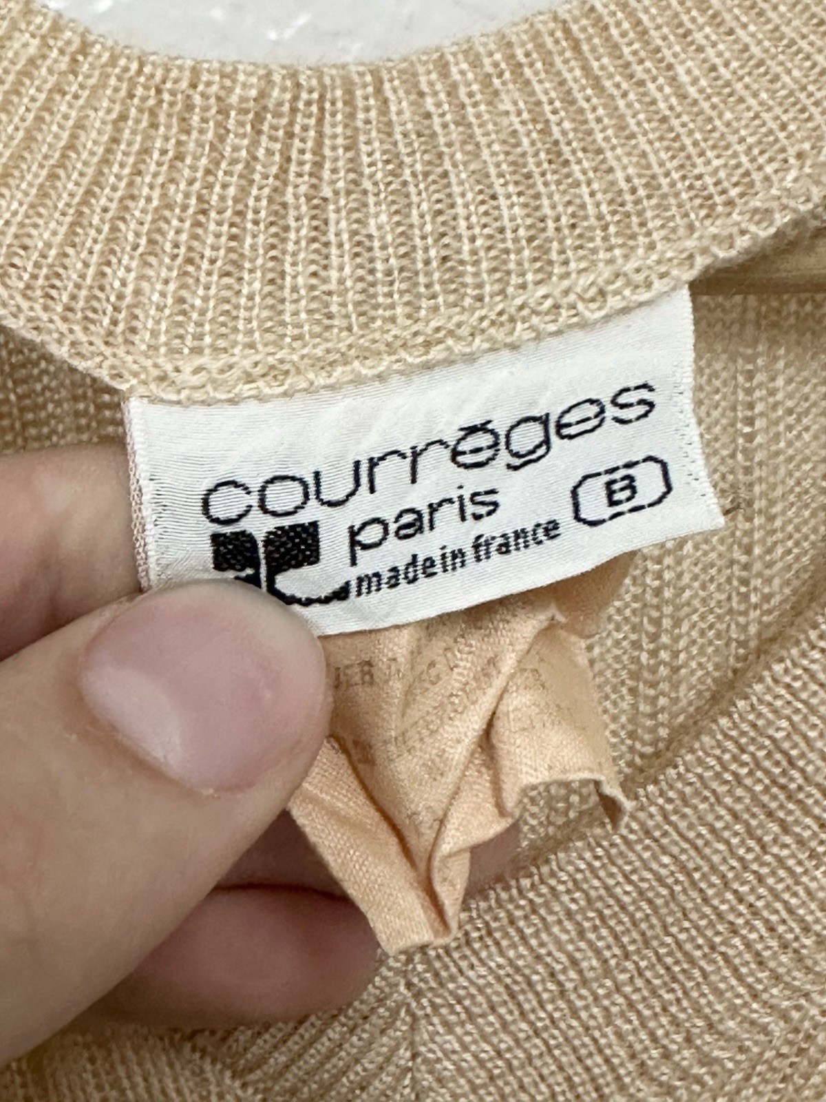 Vintage Late 70’s Courreges Paris Cream Knitted Sweater Vest Size Small