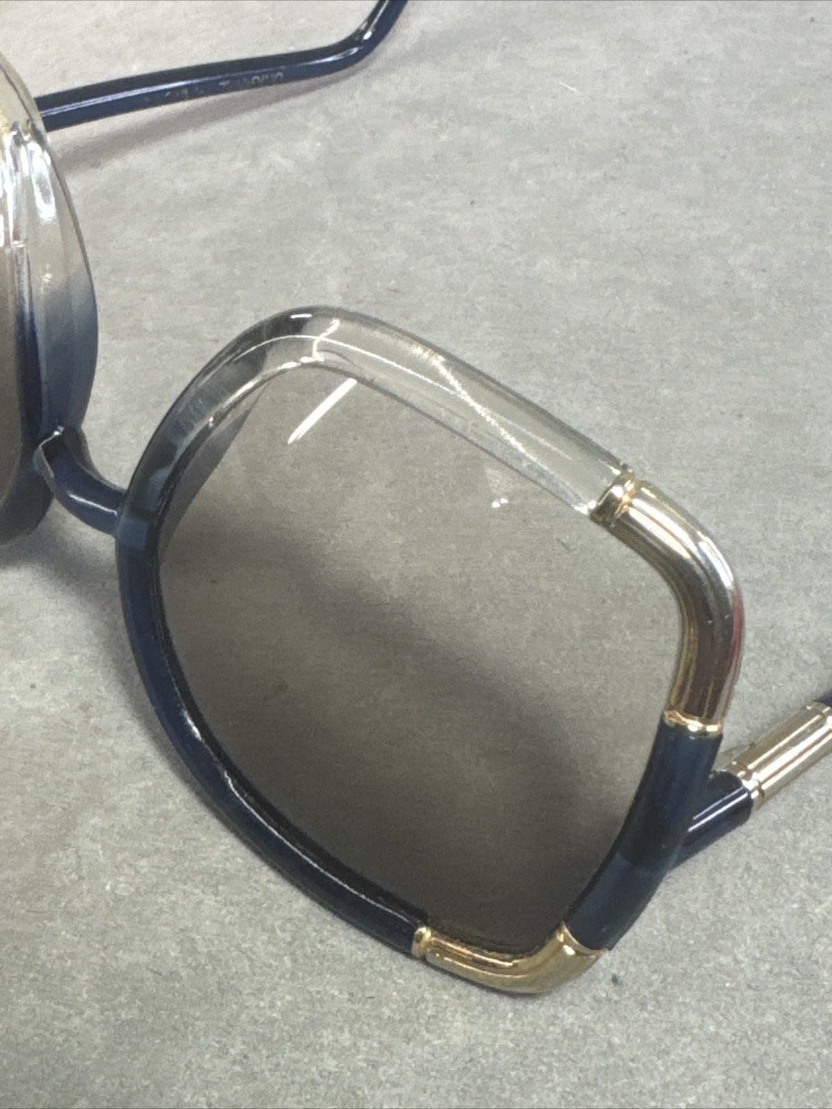 Vintage Ted Lapidus Original Blue Clear And Goldtone Sunglasses W/ Case Bag