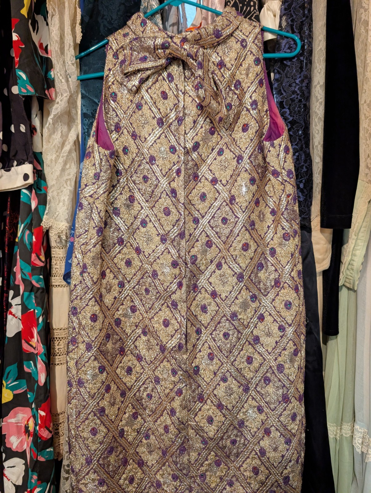 Vintage Suzy Perette Gold Lame Shift Dress, Mid Century Modern, exquisite