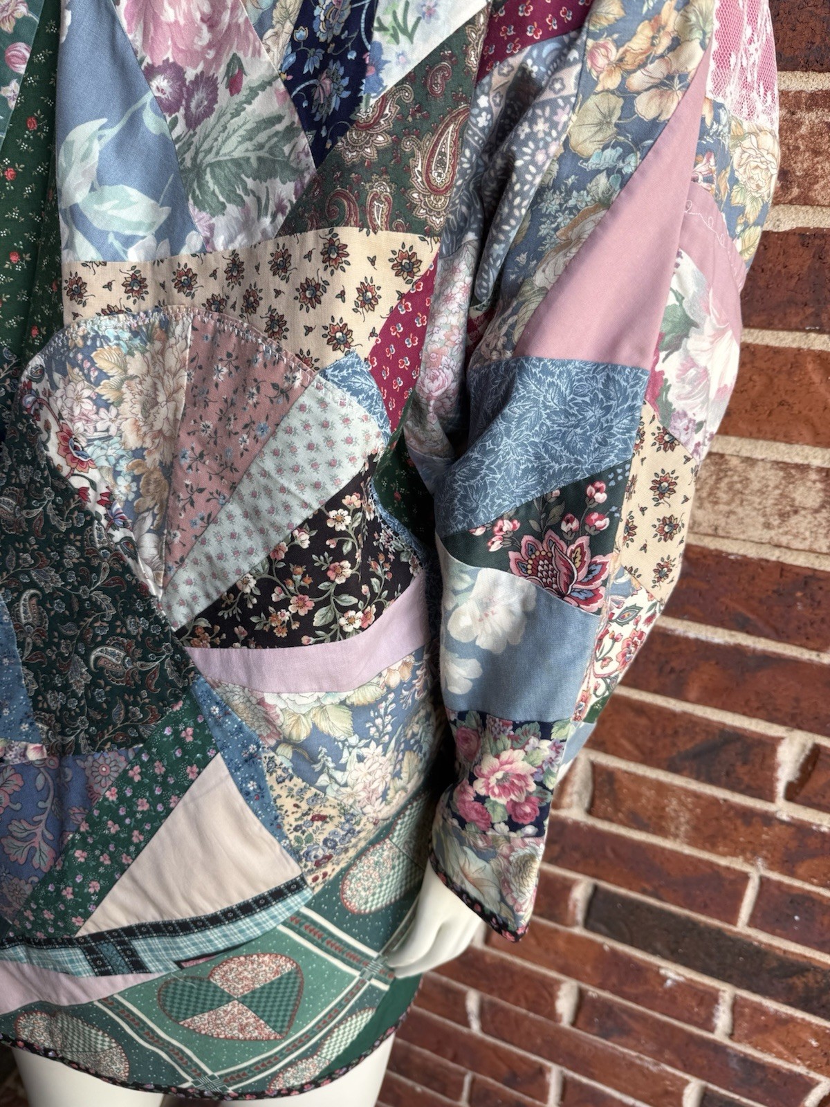 Vintage Handmade Quilt Coat Jacket Patchwork Grannycore Cottagecore Lightweight