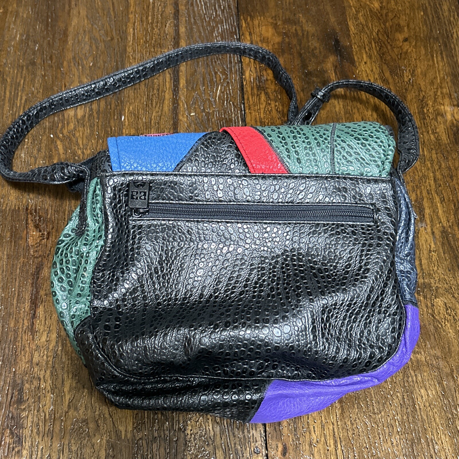 Vintage 80s Nas Bag Multicolor Patchwork Handbag Purse Korea Colorful Bright Art