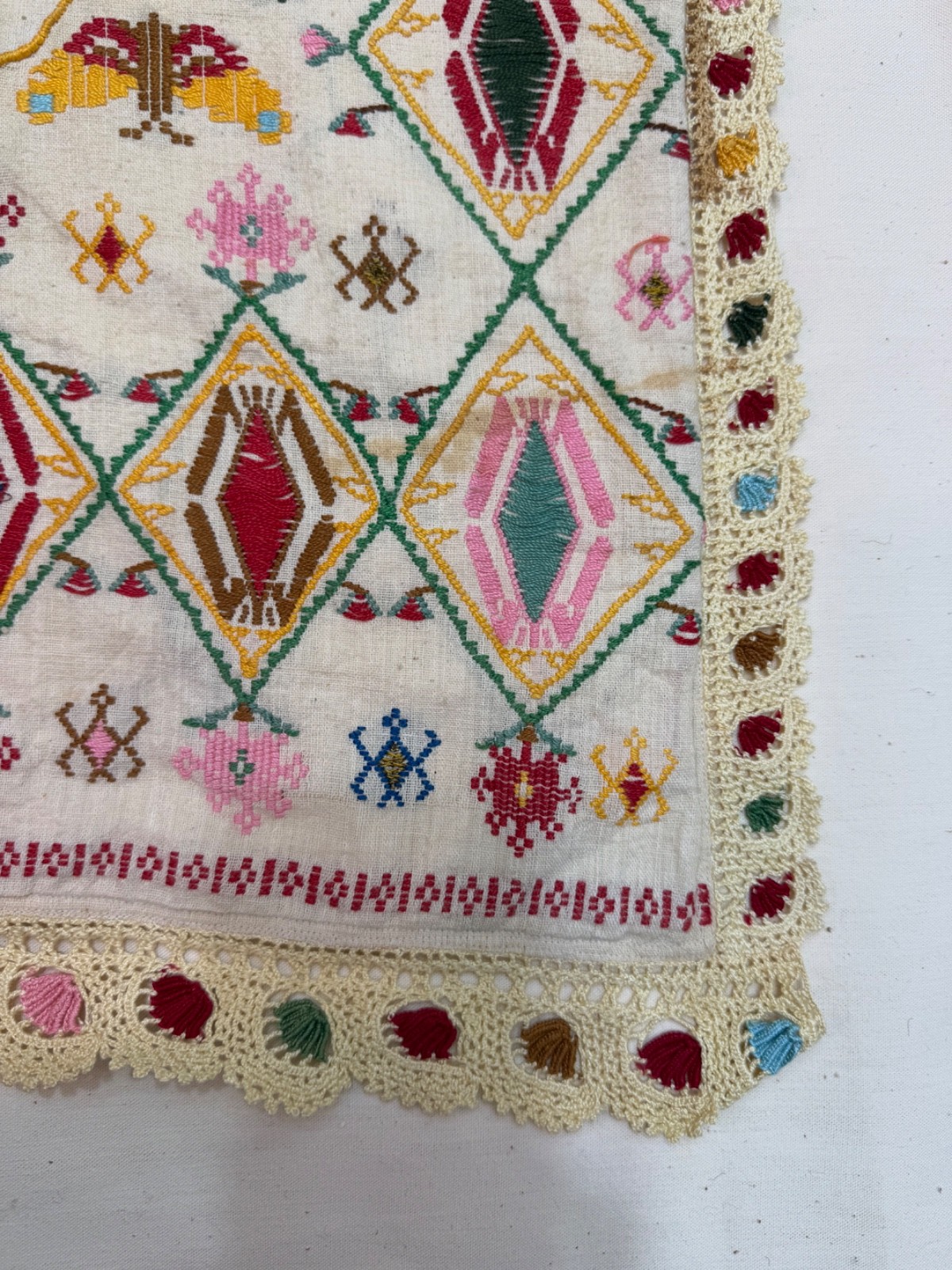 Vintage Beautiful Hand Silk Embroidered Head Cape 71×64 Cm