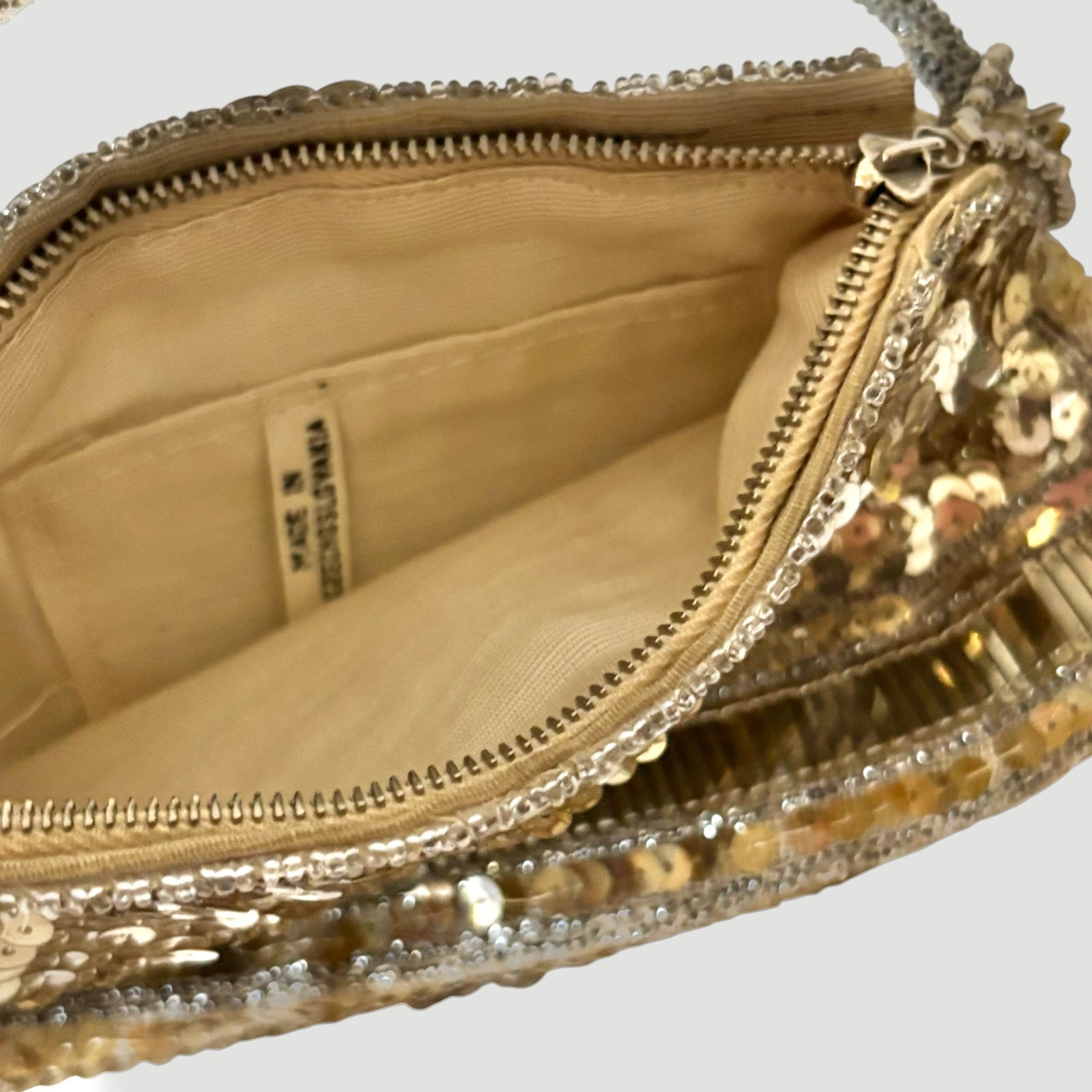 Vintage Art Deco Gold Sequin Evening Bag Made in Czechoslovakia