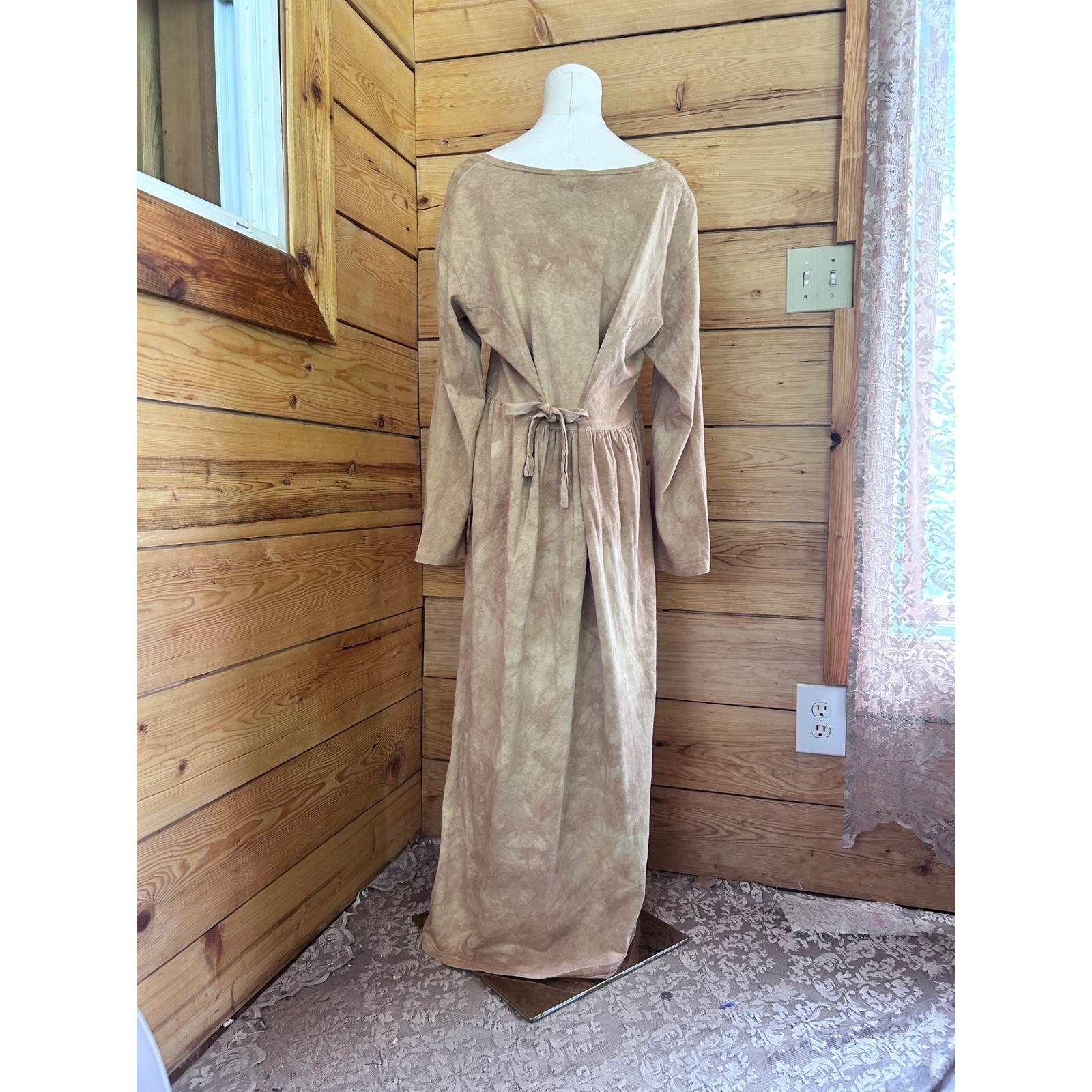 Vintage Cotton Maxi Dress Sz Large Brown Kokopelli Southwestern Dagoli Oversized