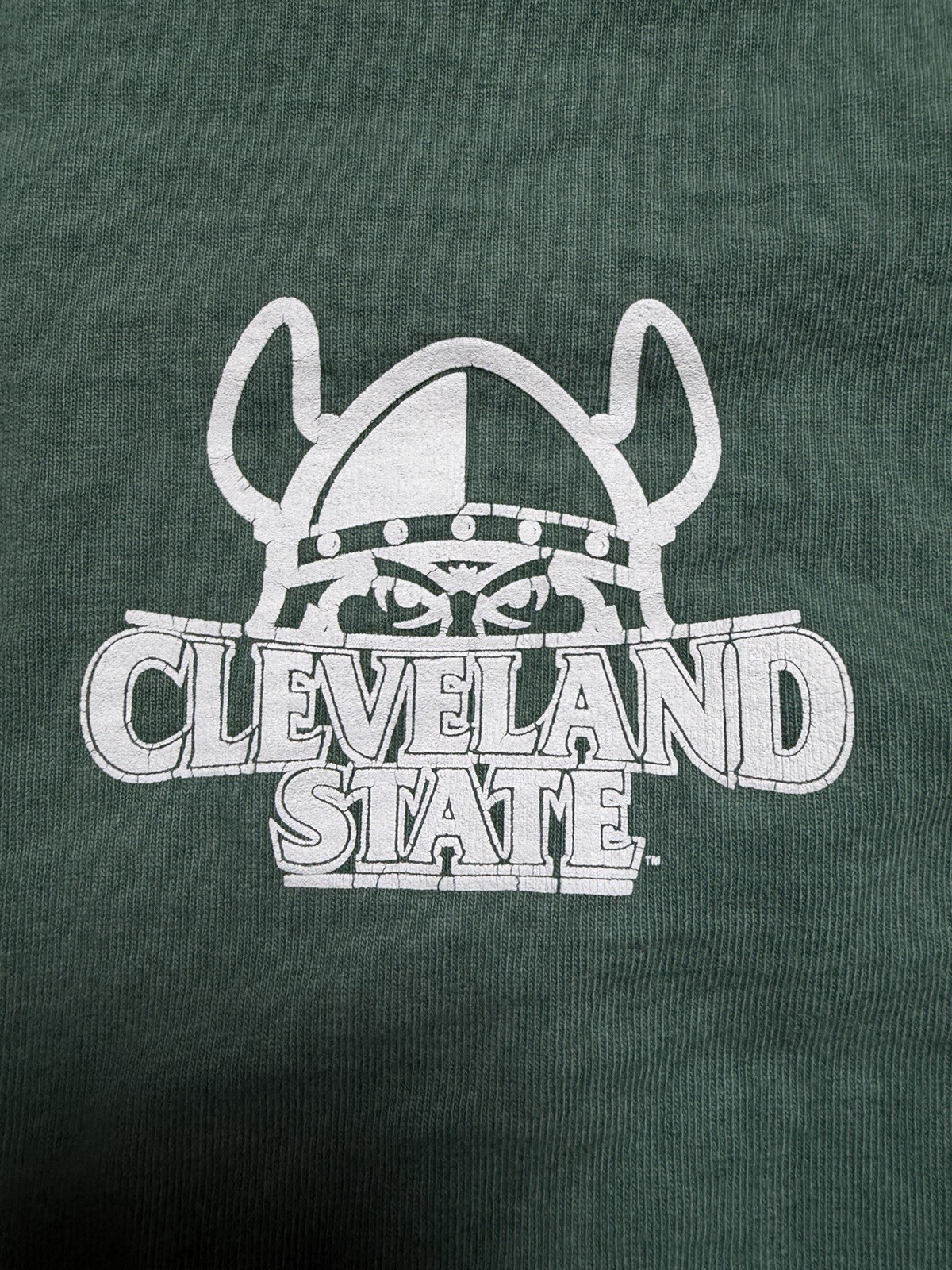 Vintage Cleveland State Vikings Long Sleeve T-Shirt Mens M Spirit Jersey Green