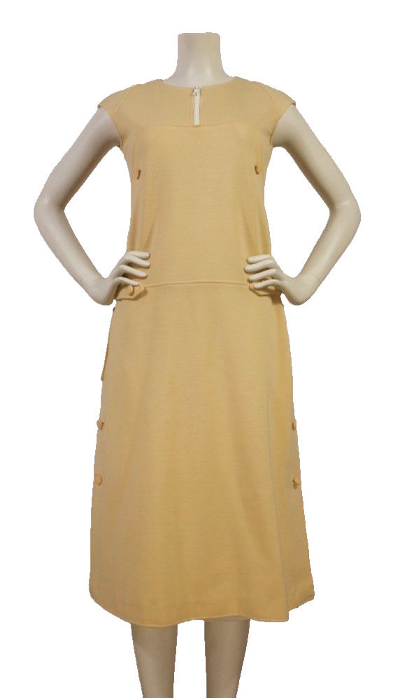 Vintage Andre Courreges Cream Knit Mod Dress Size 00