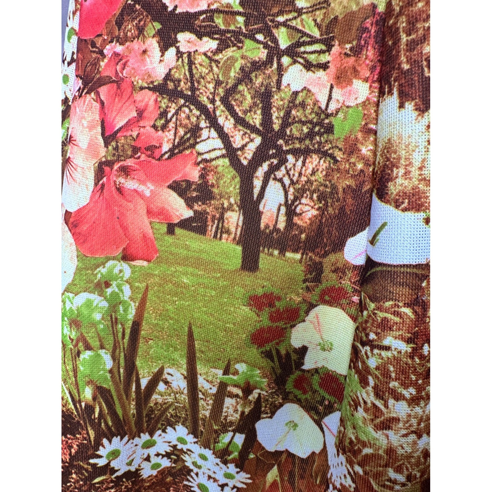 Vintage Garden Landscape Floral Print Sleeveless A-Line Dress Mod Groovy Talon
