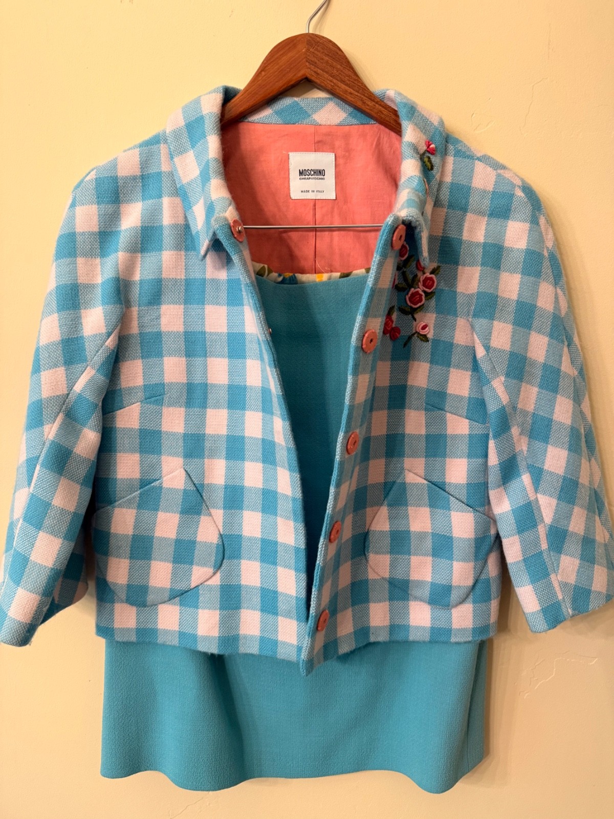 Rare Vintage Moschino Cheap and Chic Wool Skirted Suit with Matching Shirt