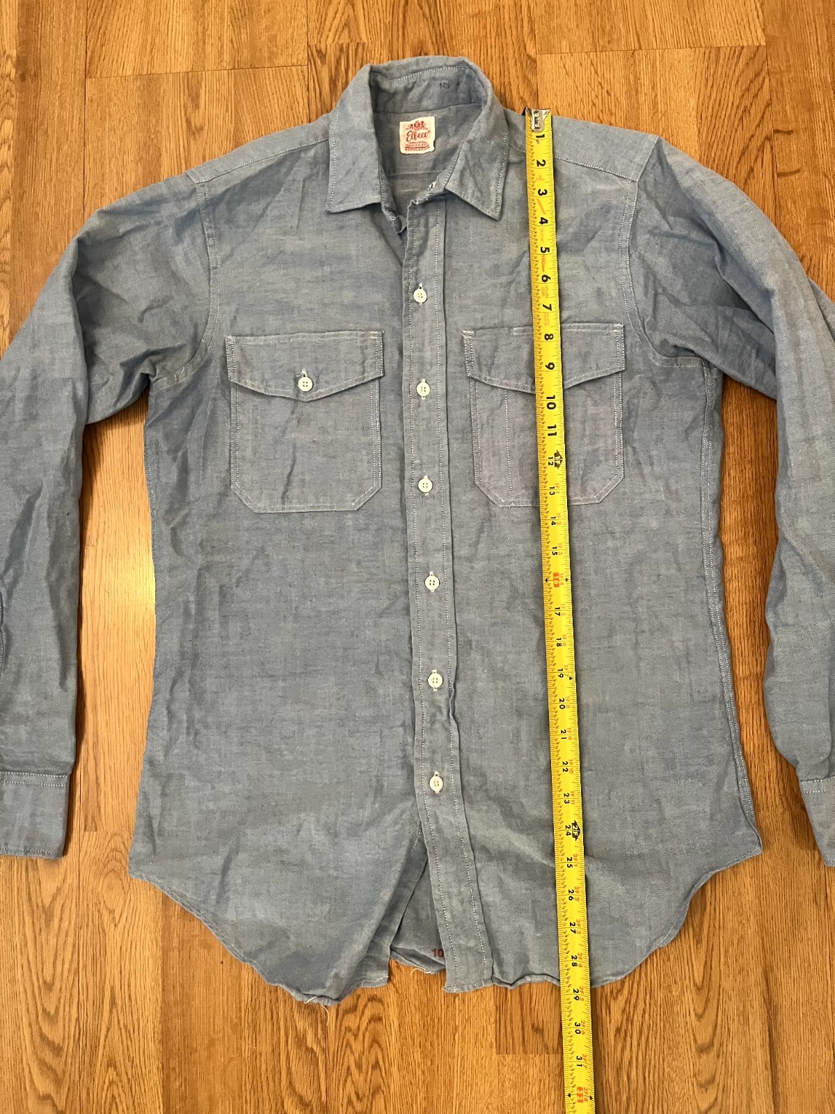 Vintage 50s/60s Elbeco Sanforized Western Chambray Button Up Shirt Made In USA