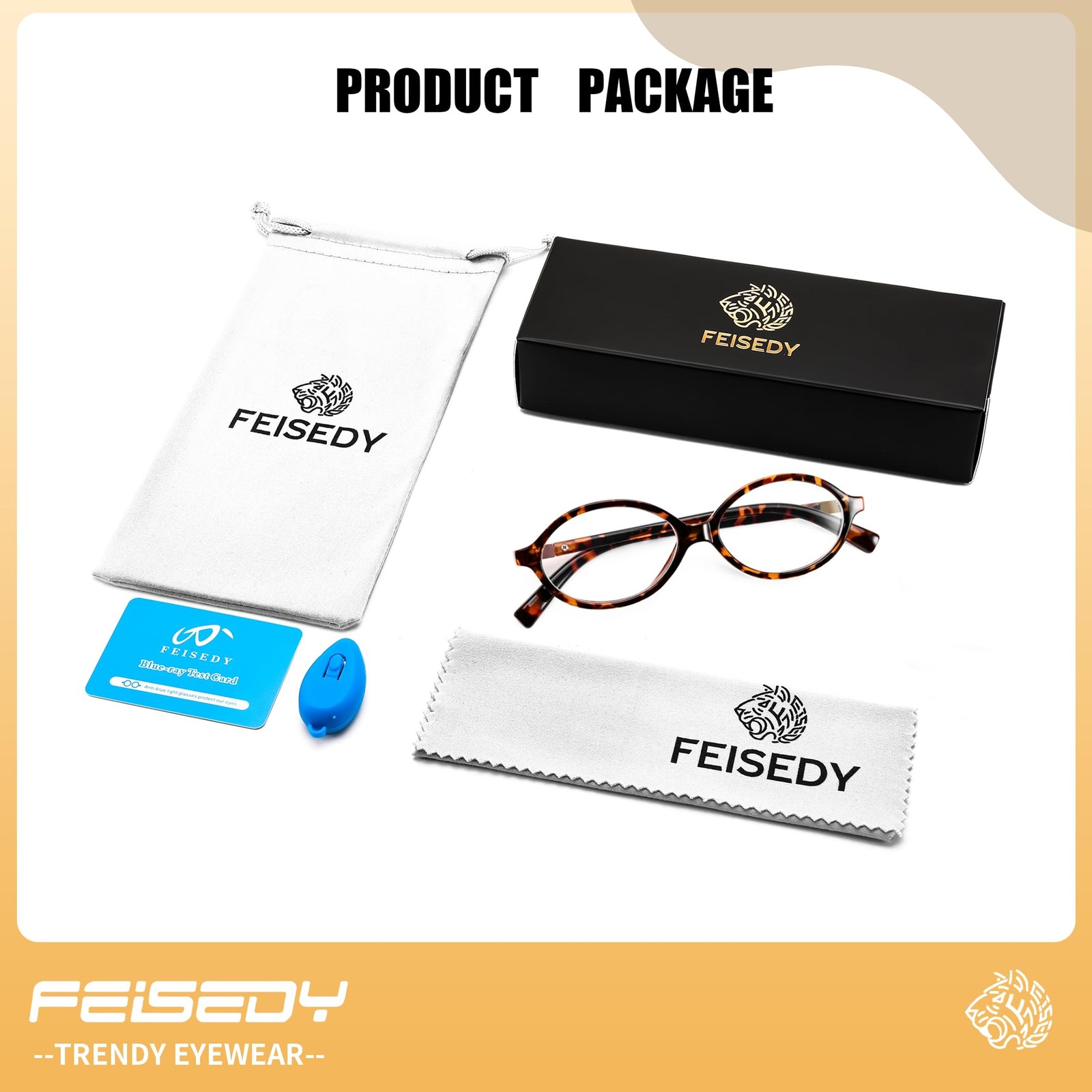 FEISEDY Vintage Oval Glasses for Women Men Retro Tortoise Blue 53MM,
