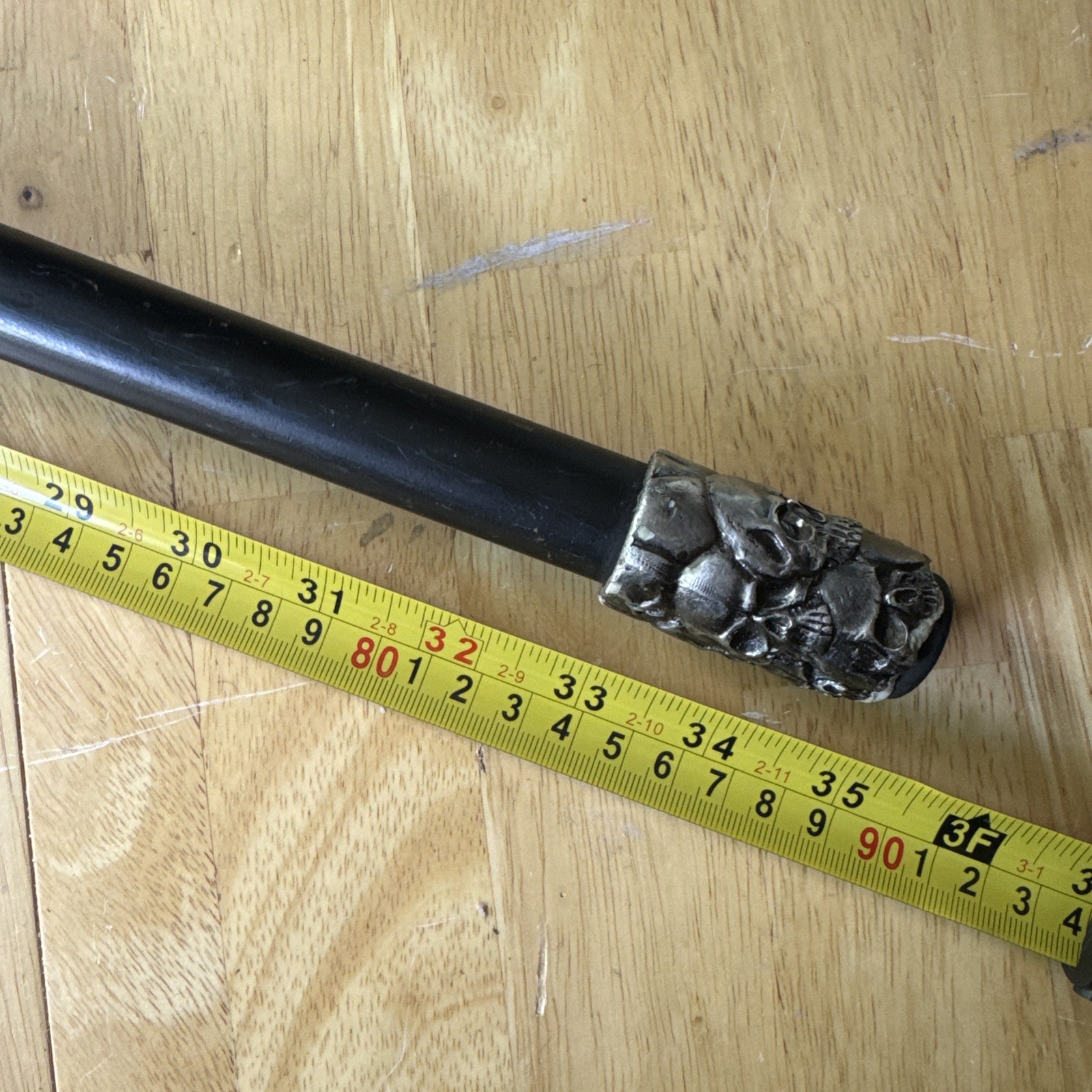 Gothic Skull Cane Metal Walking Stick Halloween Cosplay Staff 35in
