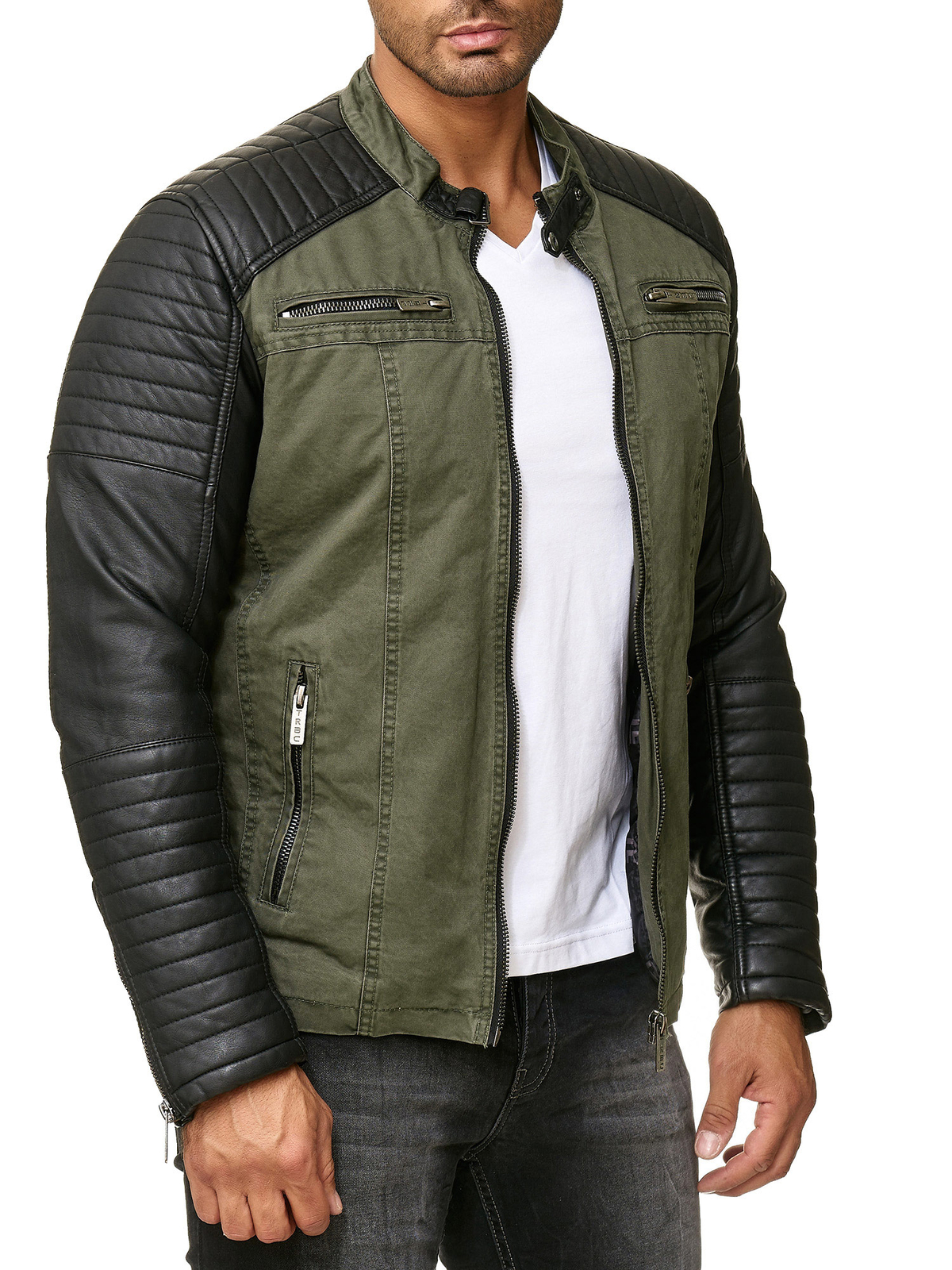 Redbridge men’s between-seasons jacket biker jacket faux leather cotton TRBC M6070