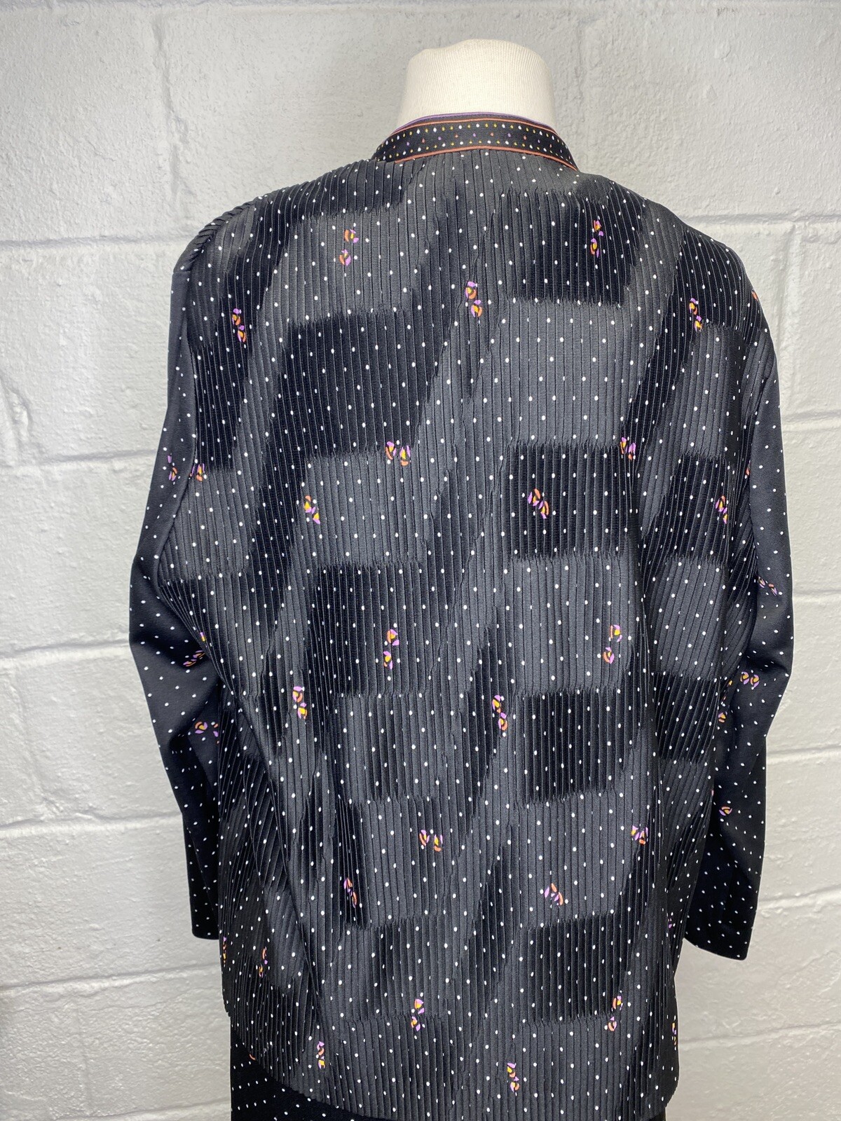 Vintage Gossamer Hal Ferman 1970’s Dress Jacket Suit Pleated Dot Floral Large