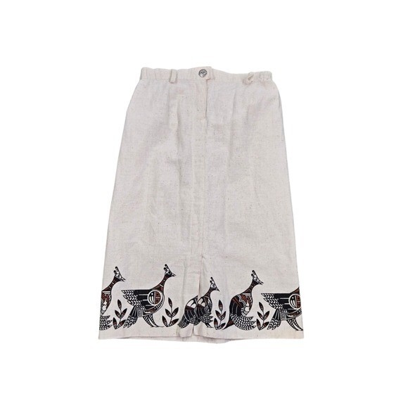 Vtg 70s southwestern Pueblo birds native design midi skirt READ