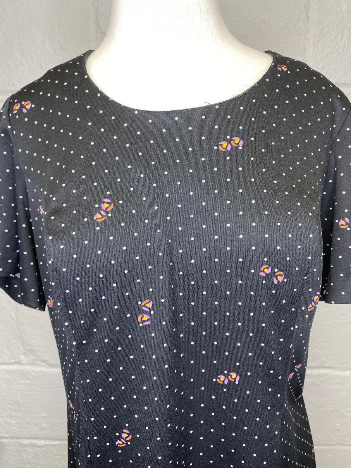 Vintage Gossamer Hal Ferman 1970’s Dress Jacket Suit Pleated Dot Floral Large